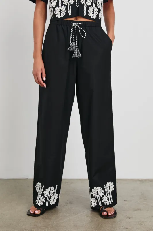 EMMIE PANT - BLACK IVORY PALM TREES sold by Rails