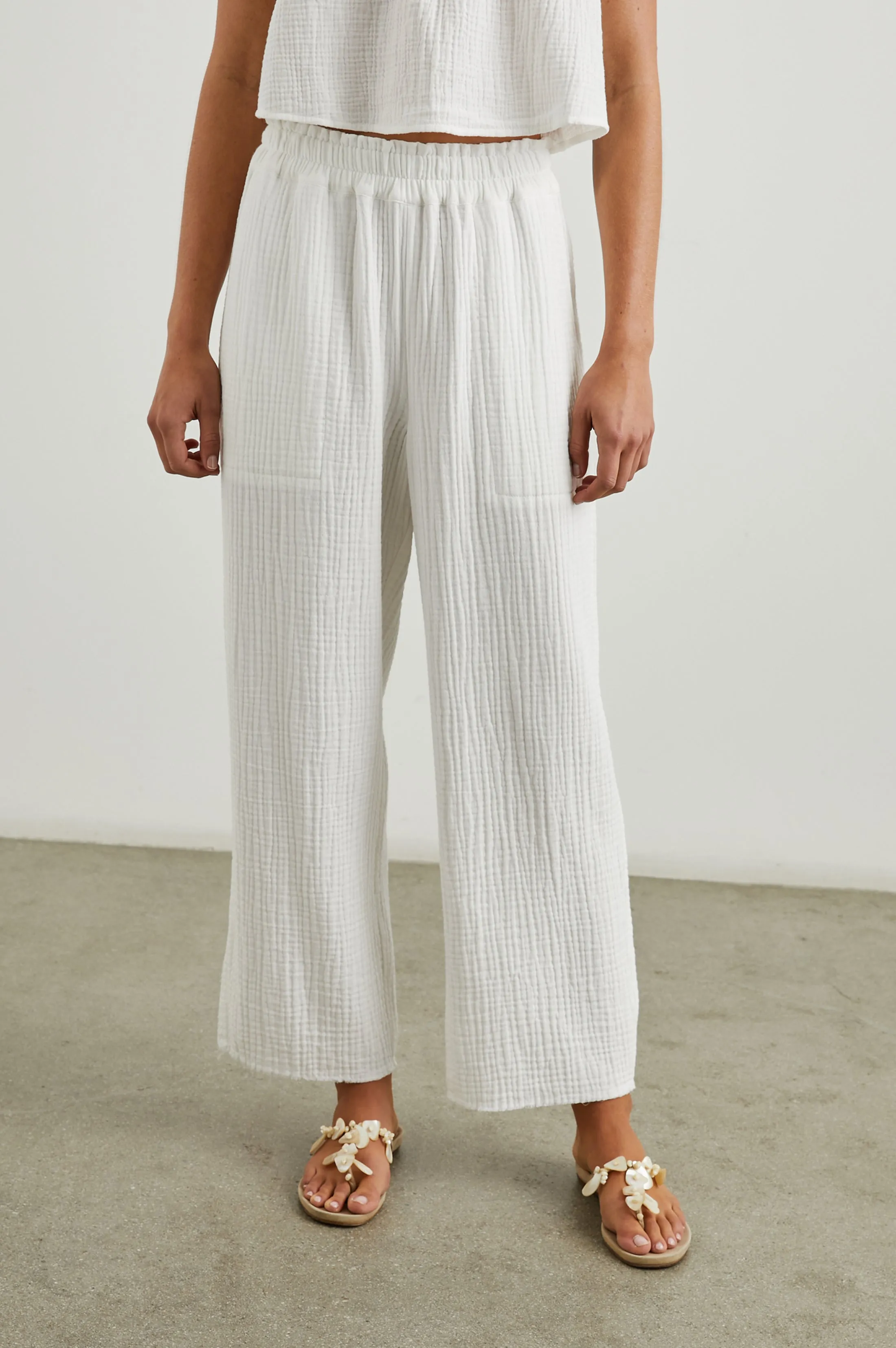LEON CROP PANT - WHITE GAUZE sold by Rails