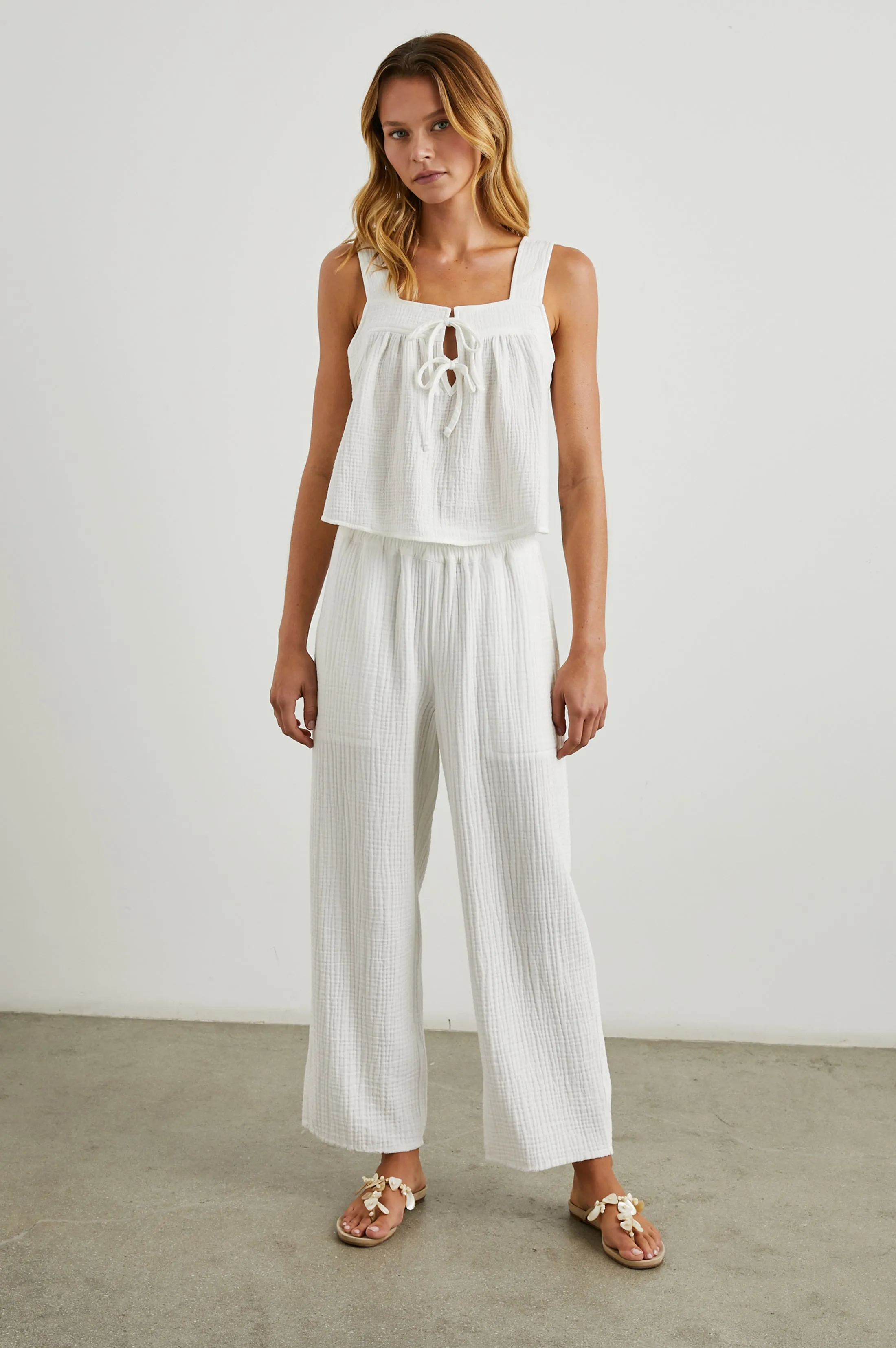 LEON CROP PANT - WHITE GAUZE sold by Rails product image thumbnail 3