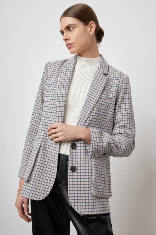 WINDSOR BLAZER - LILAC NAVY MINI CHECK sold by Rails