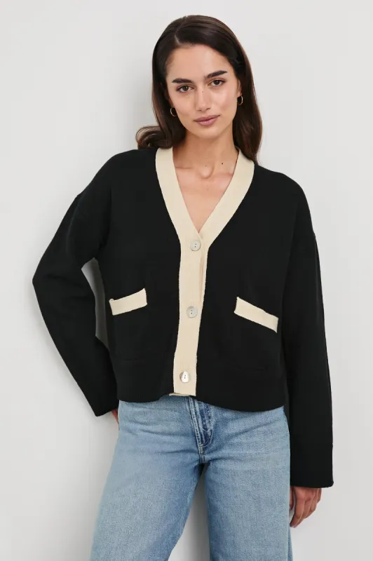 GENEVA CARDIGAN - BLACK IVORY sold by Rails