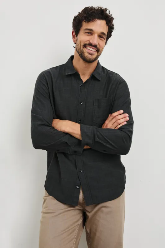 WYATT SHIRT - BLACK CHAMBRAY made by Rails