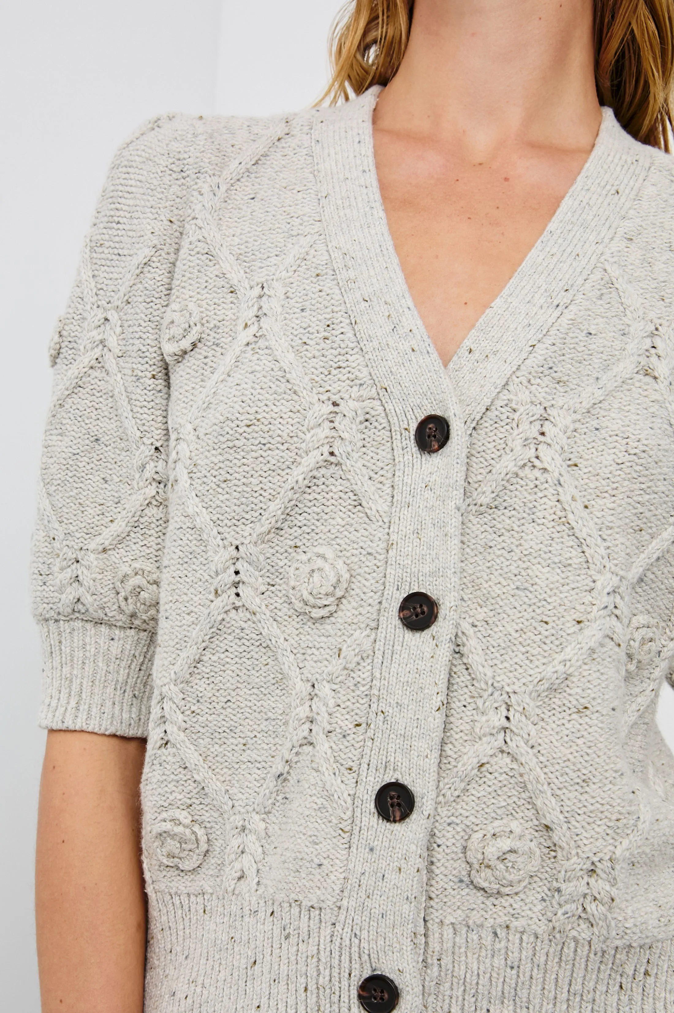 ISLA CARDIGAN - GREY WITH CROCHET DAISIES sold by Rails product image thumbnail 2