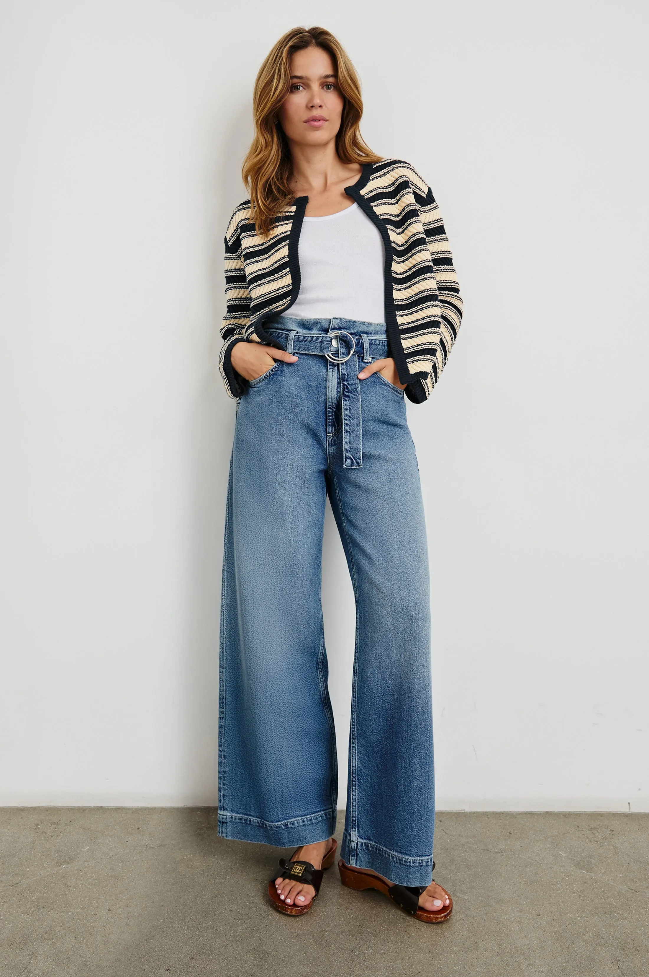 NELLY CARDIGAN - NAVY OAT STRIPE sold by Rails product image thumbnail 3