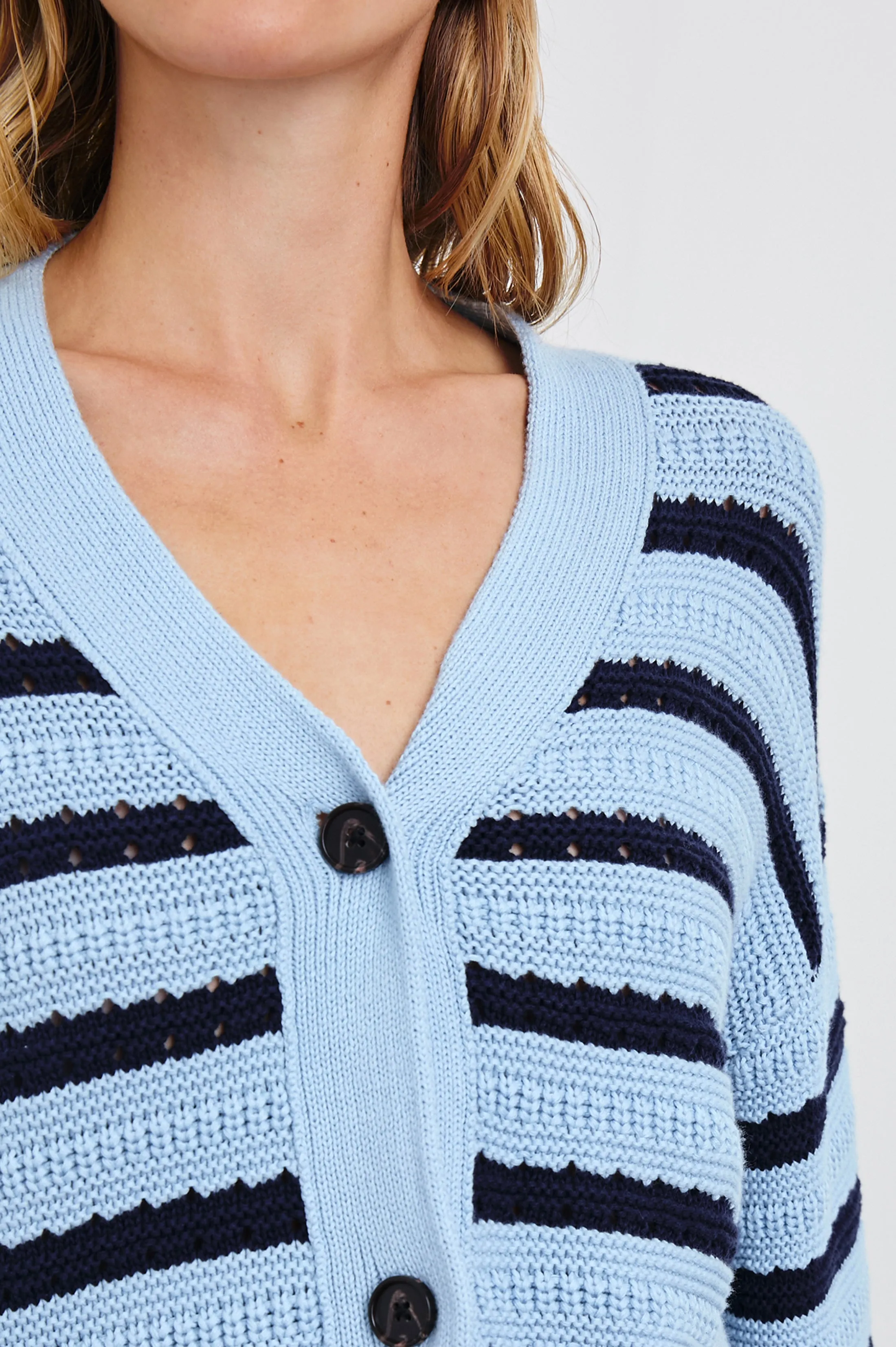 GENEVA CARDIGAN - SKY NAVY STRIPE sold by Rails product image thumbnail 2