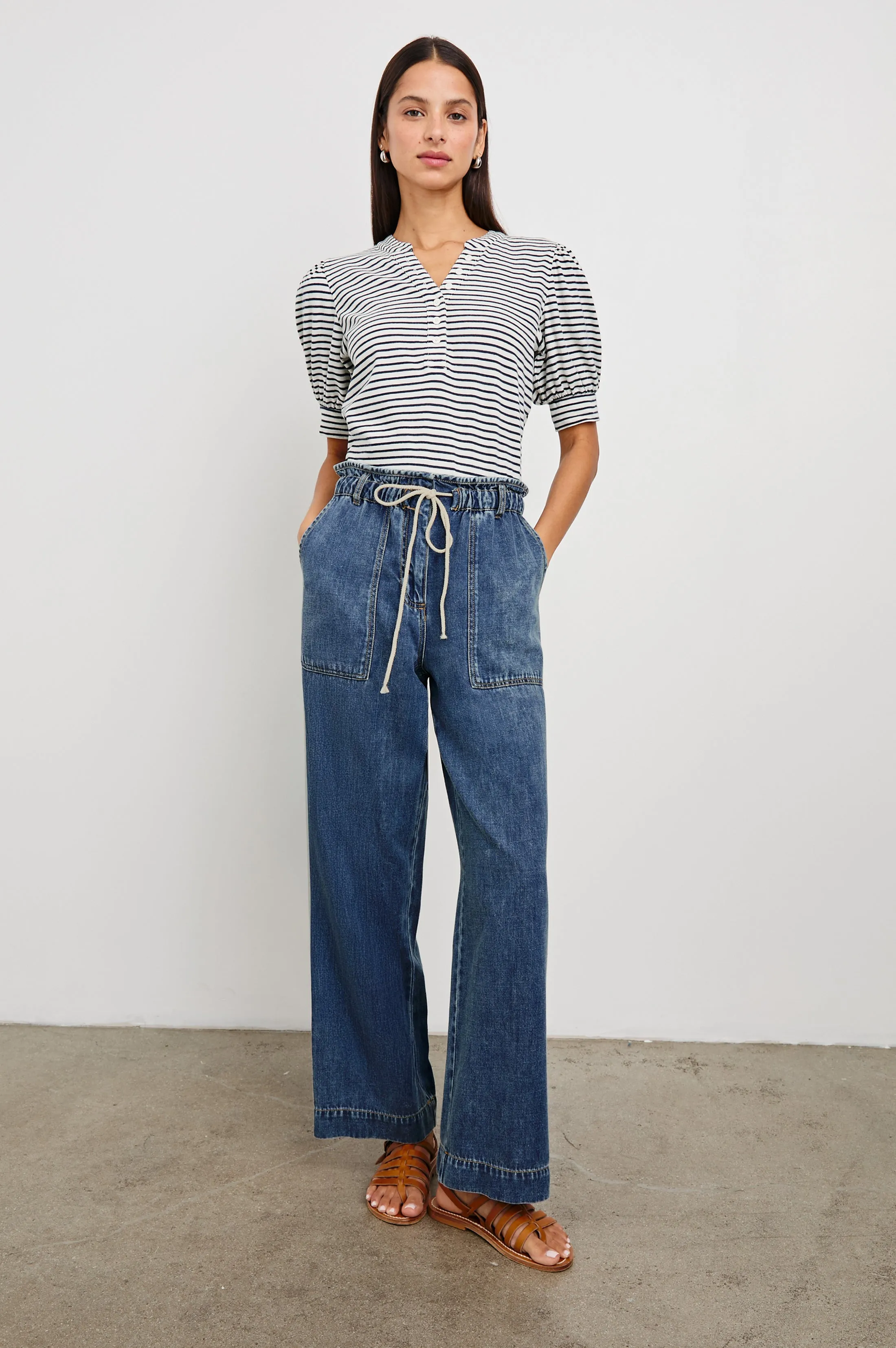 JEWEL TOP - IVORY NAVY MICRO STRIPE sold by Rails product image thumbnail 3