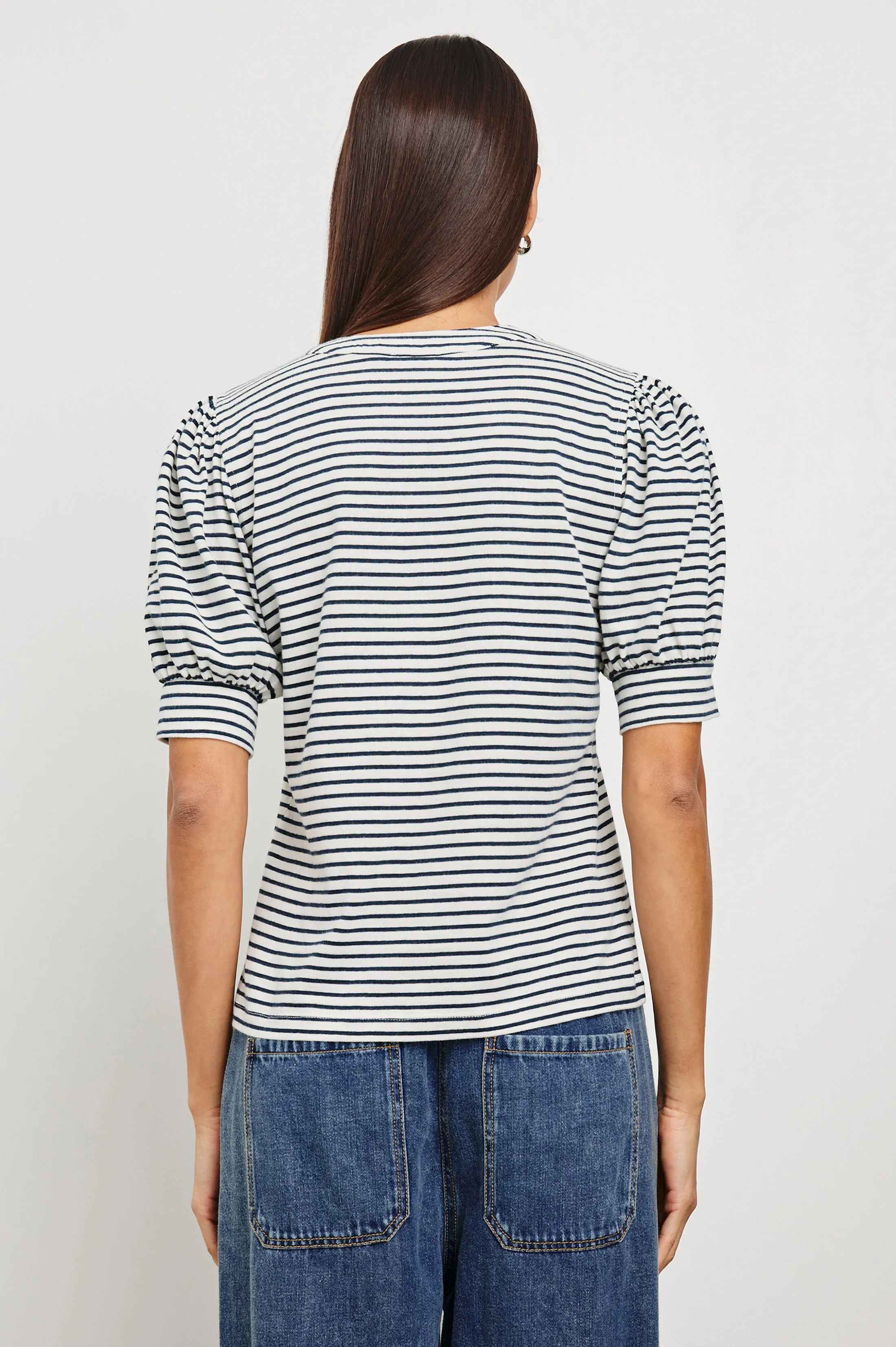 JEWEL TOP - IVORY NAVY MICRO STRIPE sold by Rails product image thumbnail 4