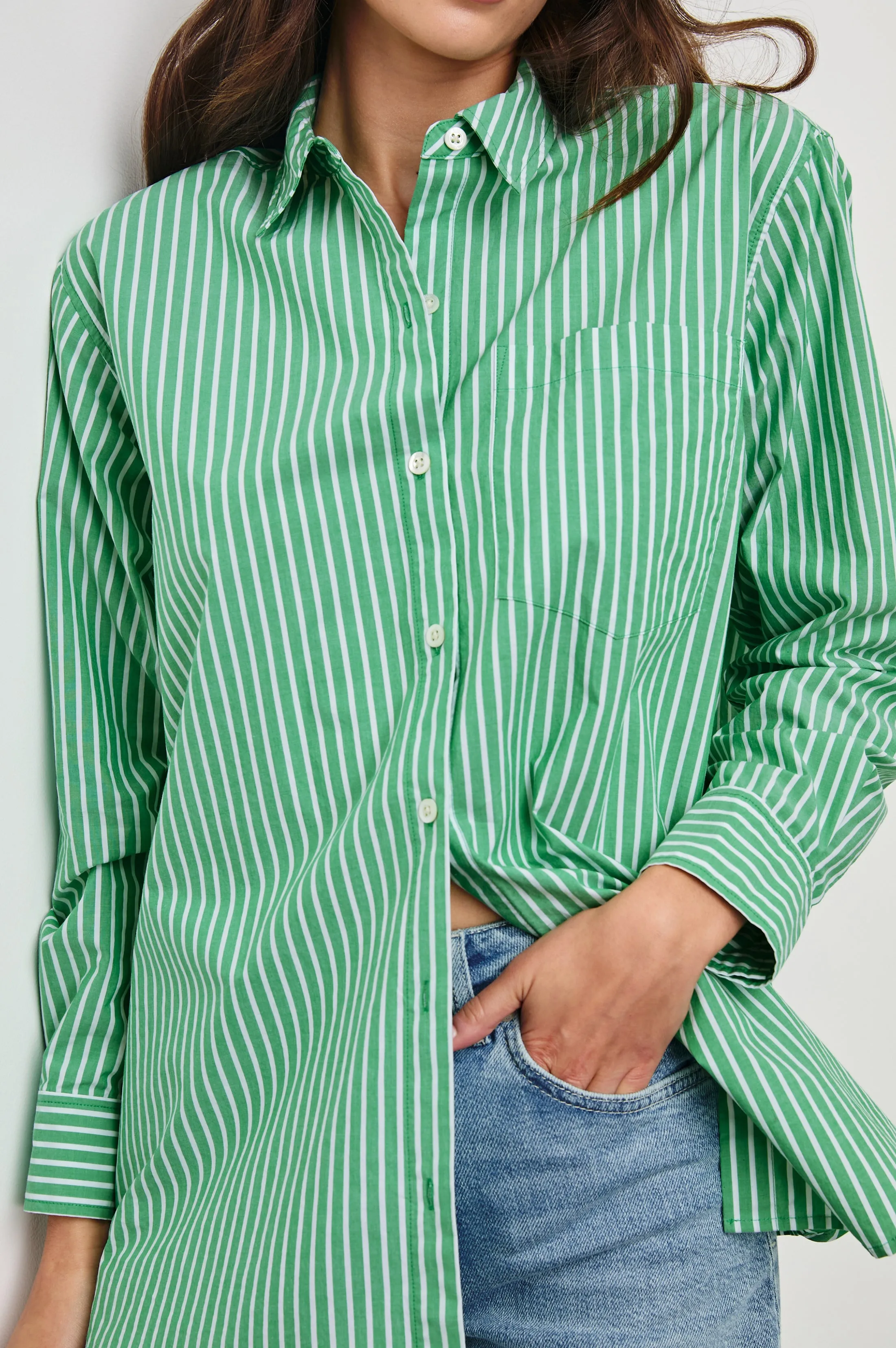 ELSA SHIRT - KELLY WHITE STRIPE sold by Rails product image thumbnail 2