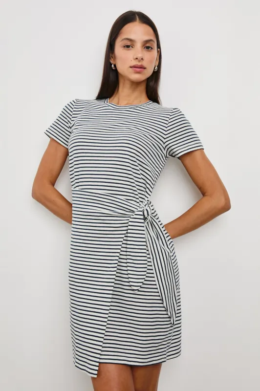 EDIE DRESS - IVORY NAVY MICRO STRIPE sold by Rails
