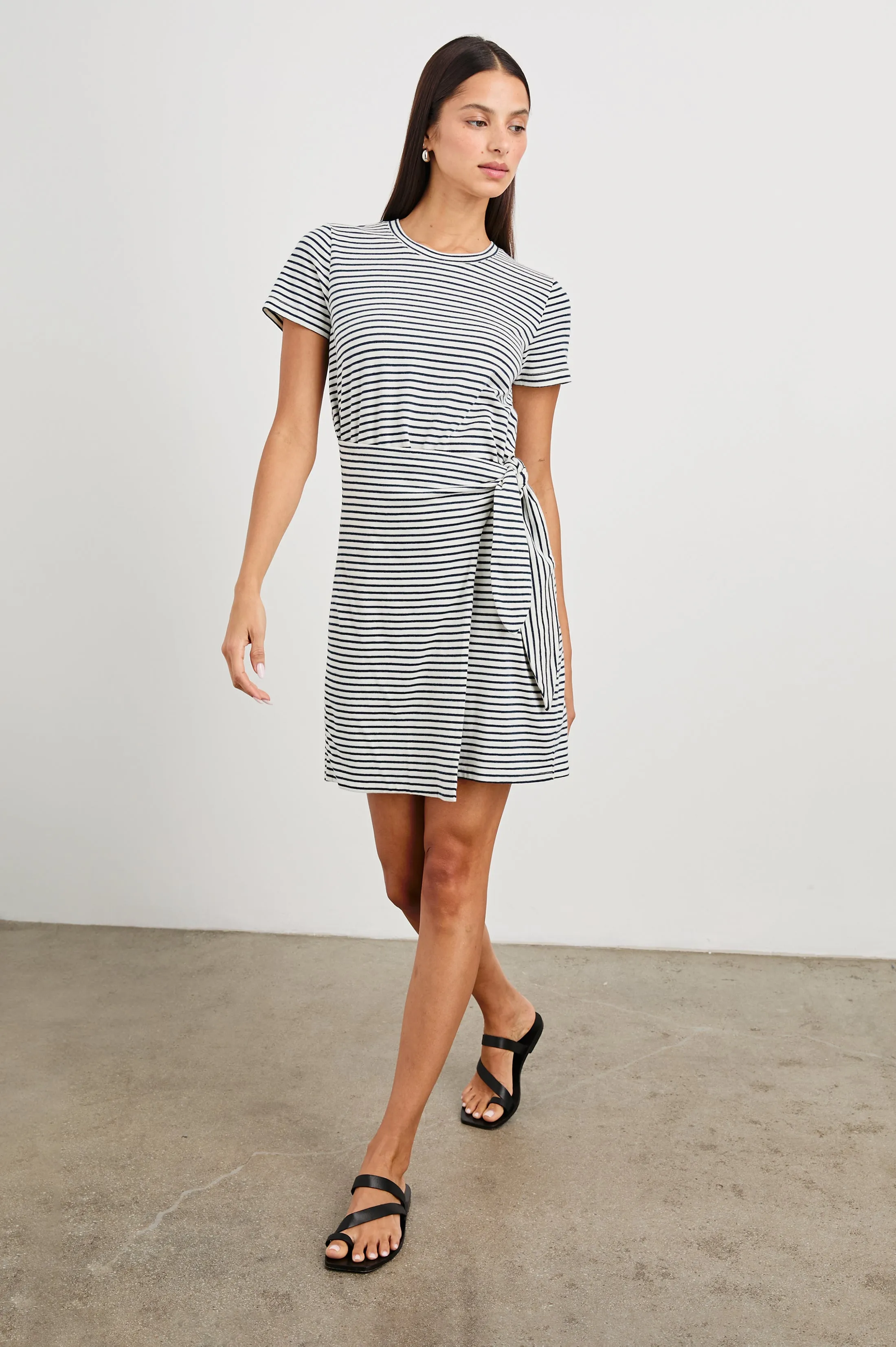 EDIE DRESS - IVORY NAVY MICRO STRIPE sold by Rails product image thumbnail 3