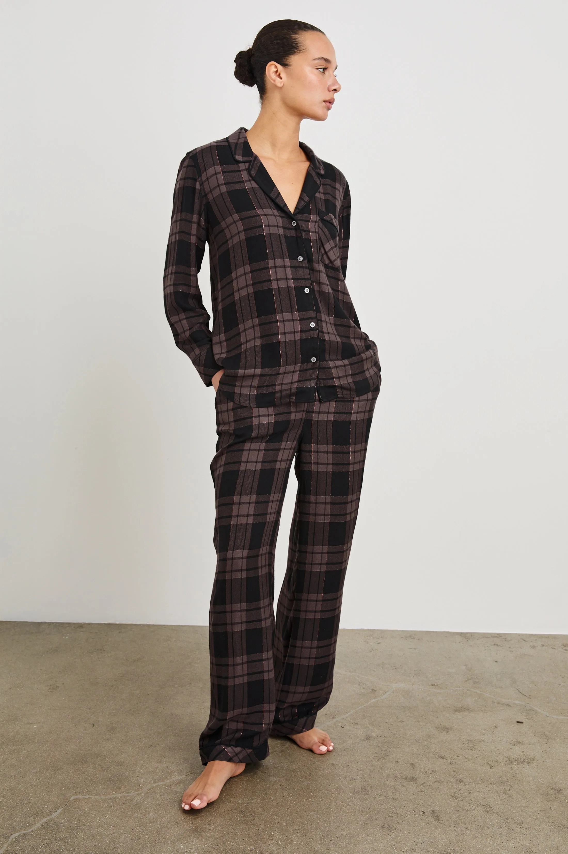 LUNA PAJAMA SET - MAUVE BRONZE METALLIC PITCH sold by Rails product image thumbnail 2