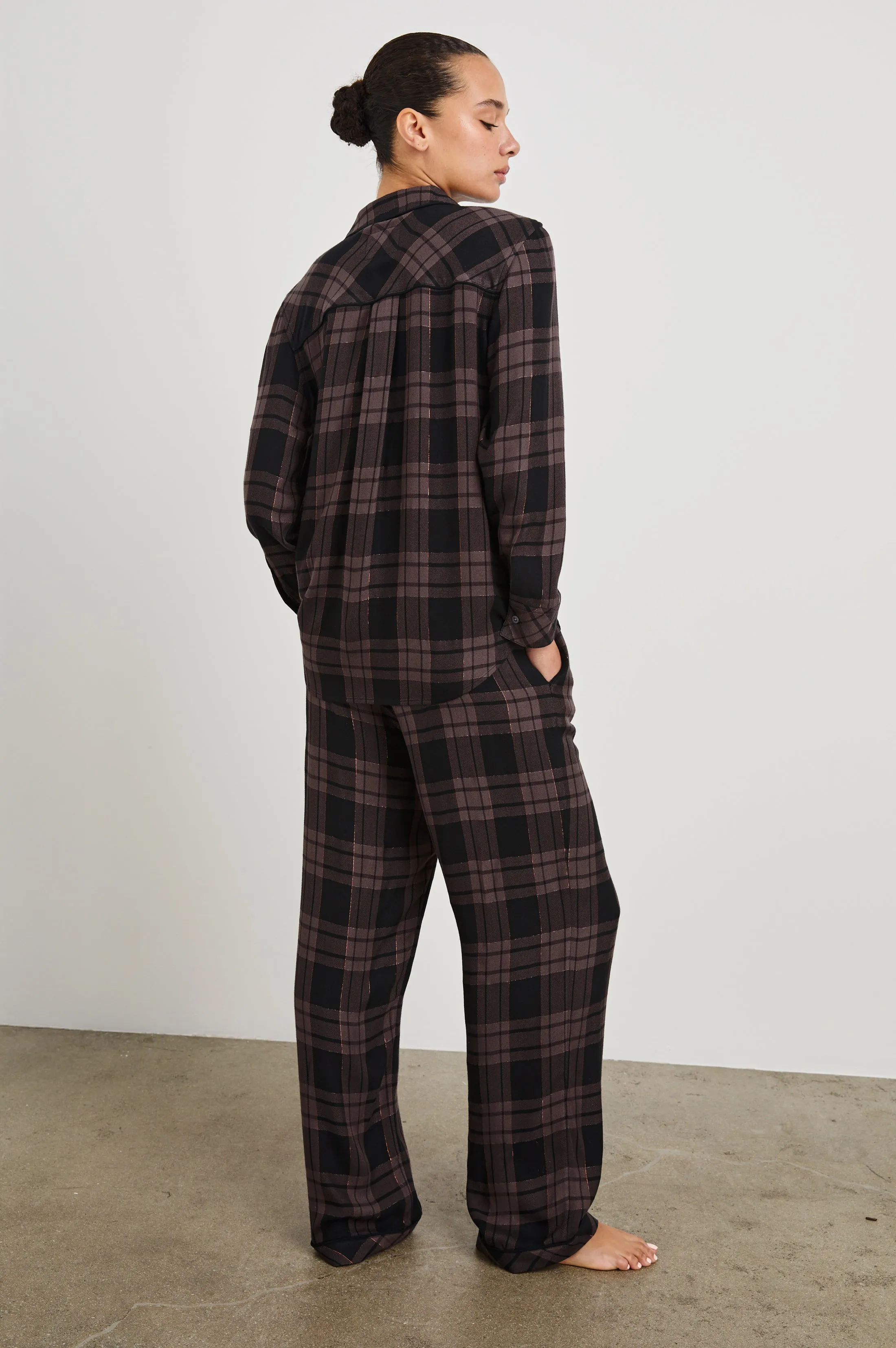 LUNA PAJAMA SET - MAUVE BRONZE METALLIC PITCH sold by Rails product image thumbnail 5