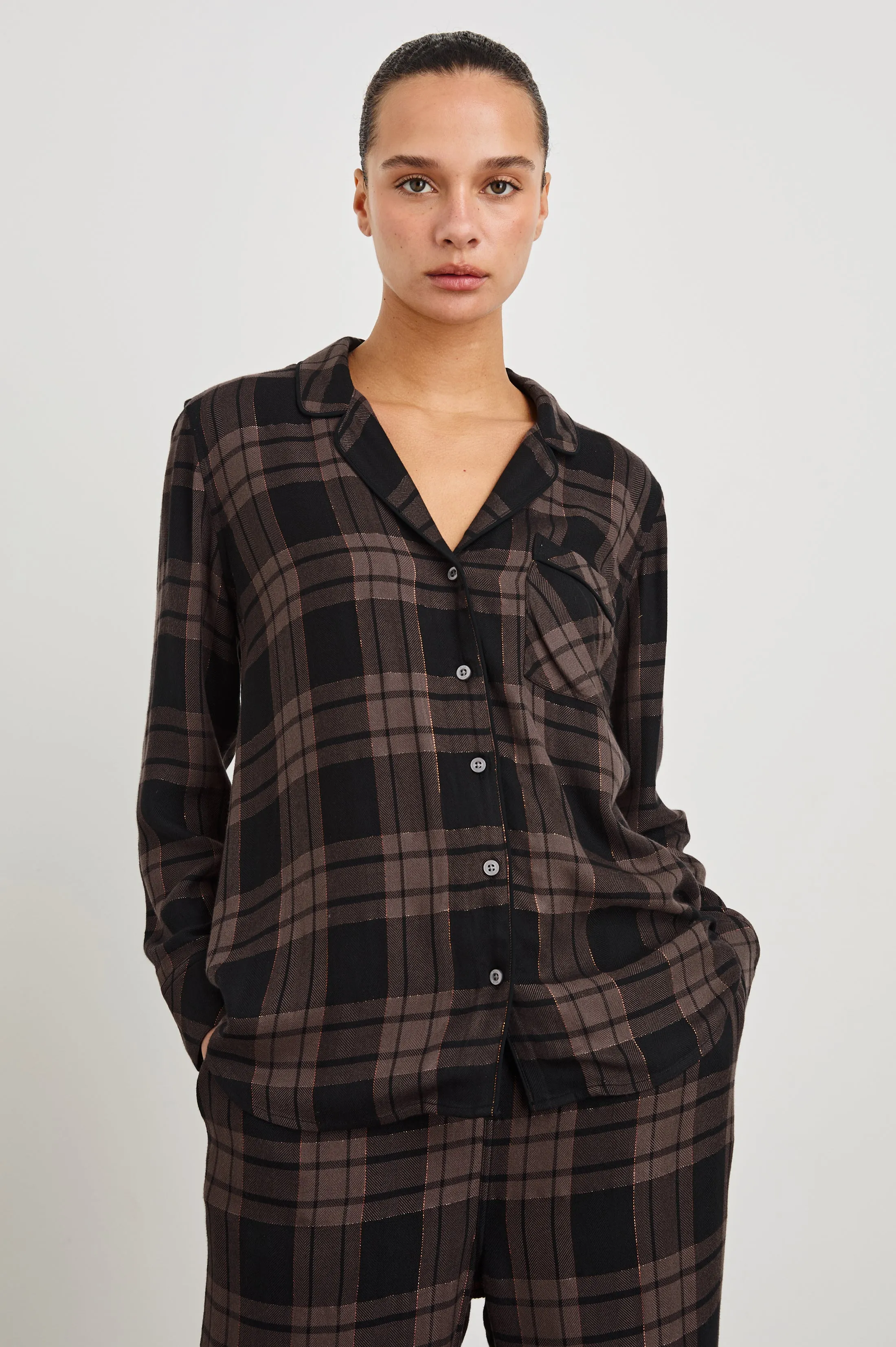 LUNA PAJAMA SET - MAUVE BRONZE METALLIC PITCH sold by Rails product image thumbnail 4