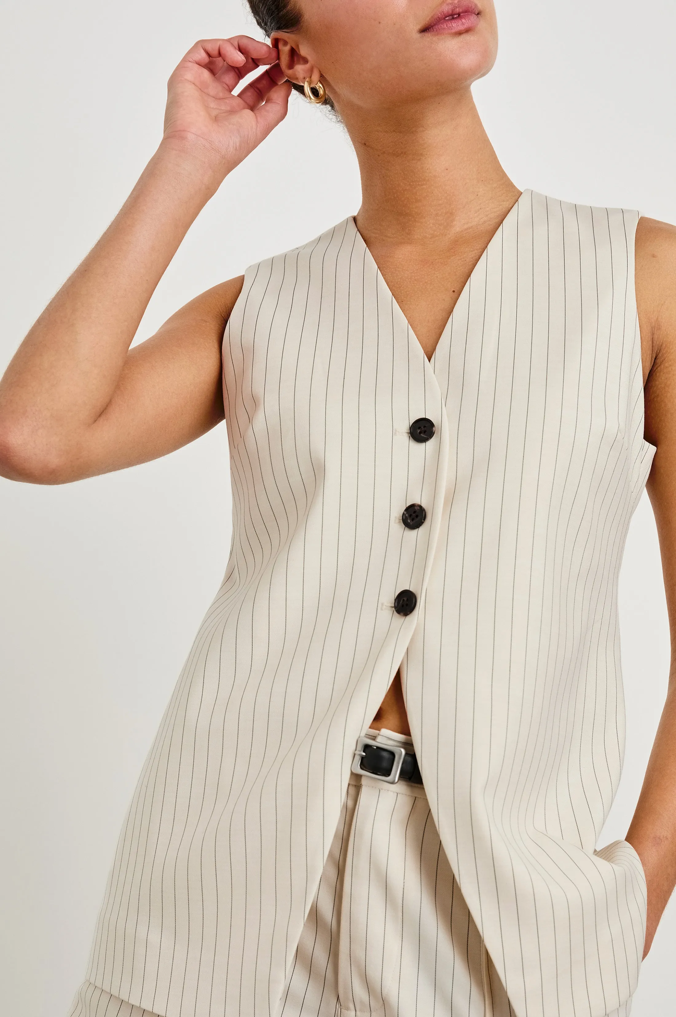 MYLAH VEST - BIRCH PINSTRIPE sold by Rails product image thumbnail 2