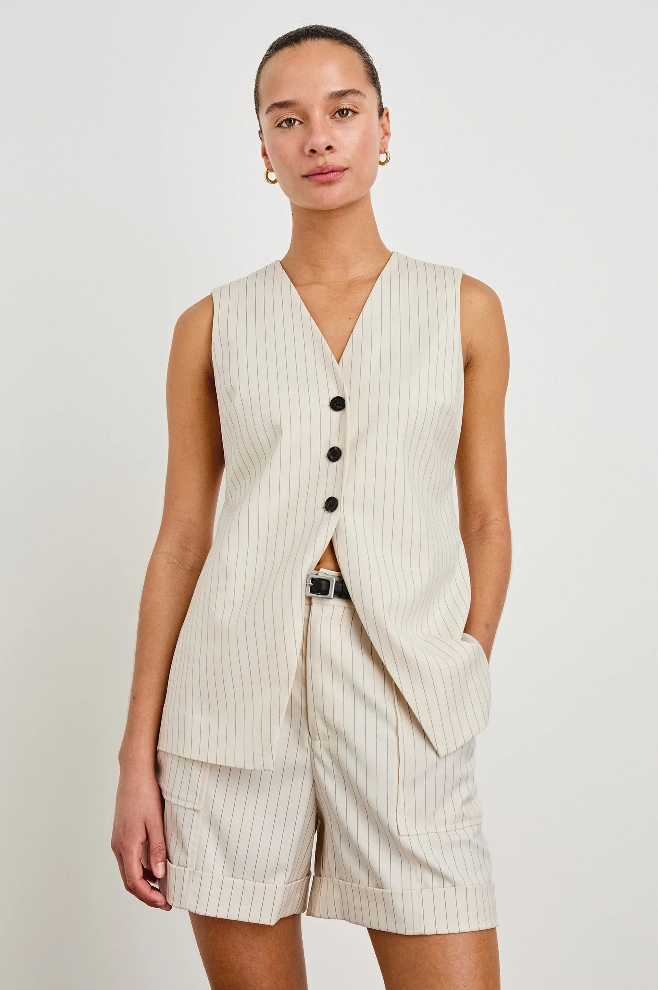 MYLAH VEST - BIRCH PINSTRIPE sold by Rails