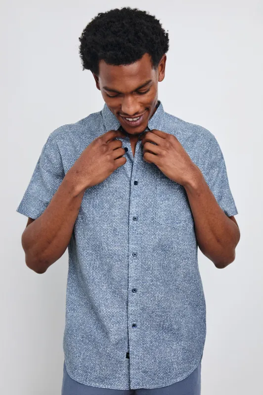 FAIRFAX SHIRT - ABSTRACT BLOCK BLUE sold by Rails