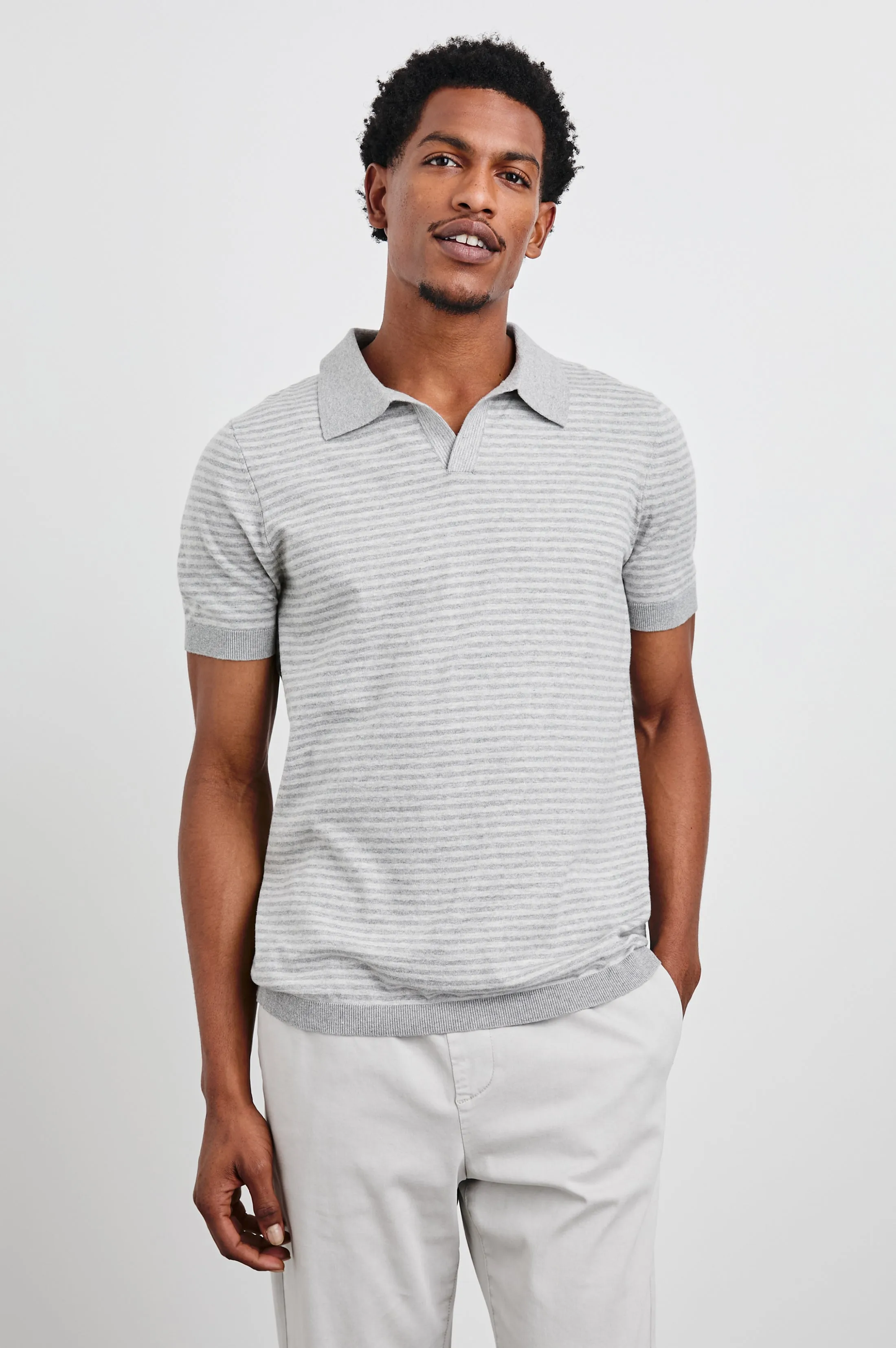HAYDEN POLO SHIRT - HEATHER GREY STRIPE sold by Rails product image thumbnail 4