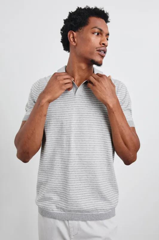 HAYDEN POLO SHIRT - HEATHER GREY STRIPE sold by Rails