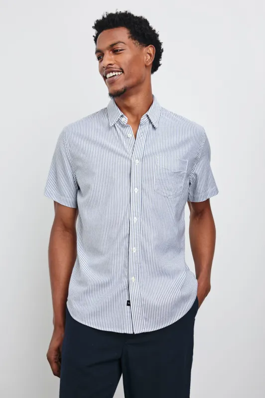 KIEREN SHIRT - BLUE WHITE STRIPE sold by Rails