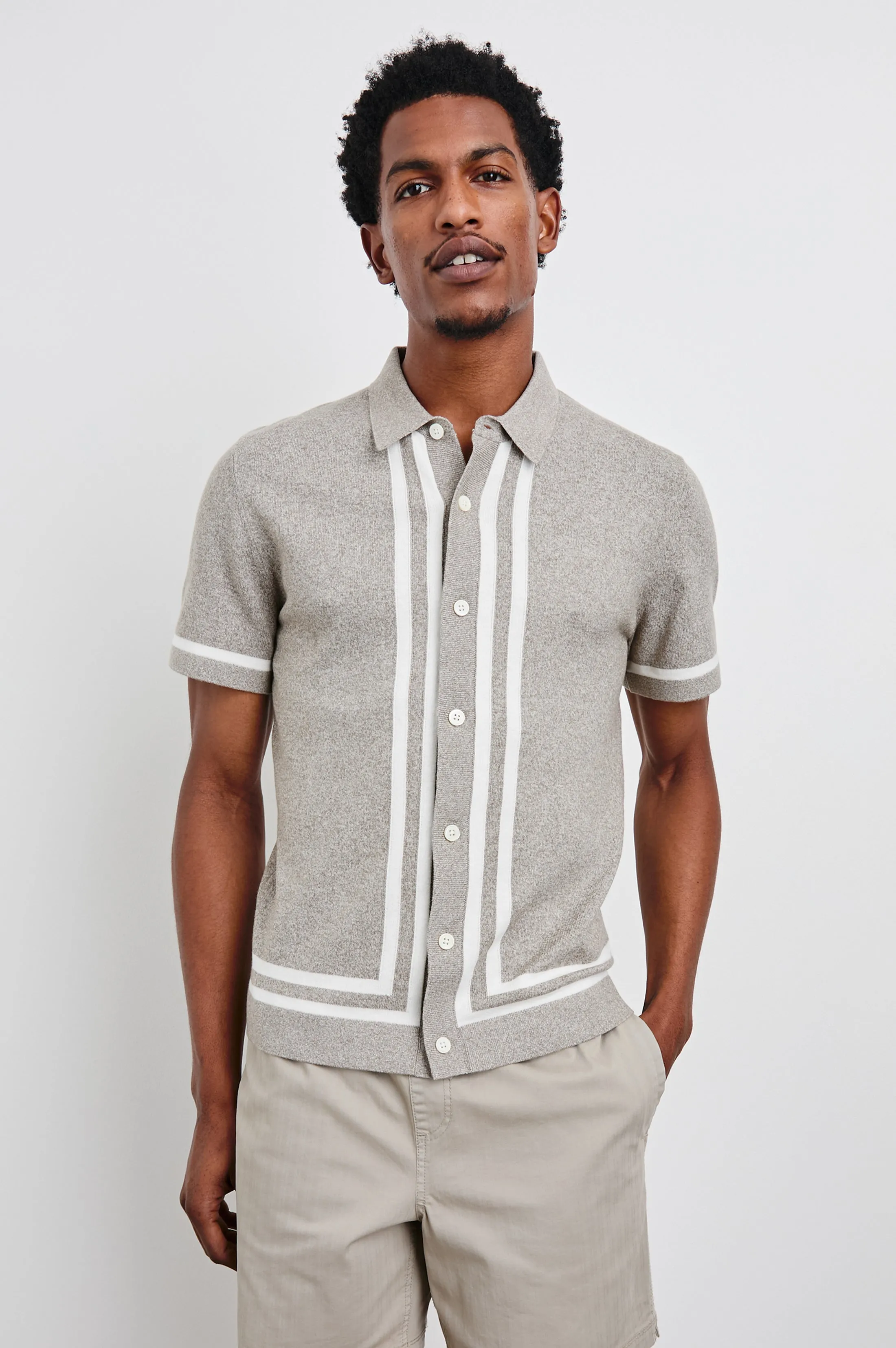 LEO SHIRT - OAT GREY MELANGE sold by Rails