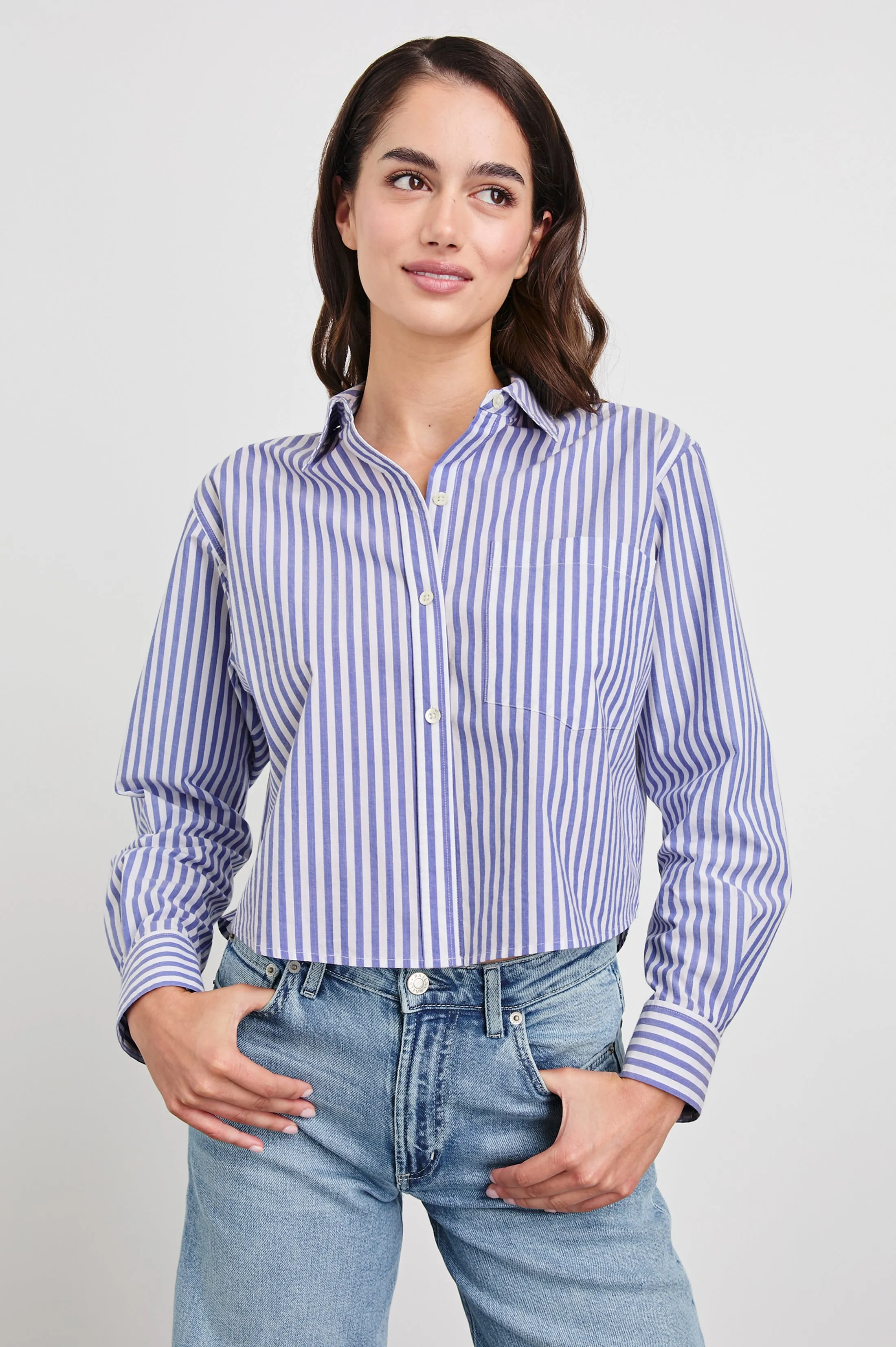 RAMY SHIRT - MARINER WHITE STRIPE sold by Rails