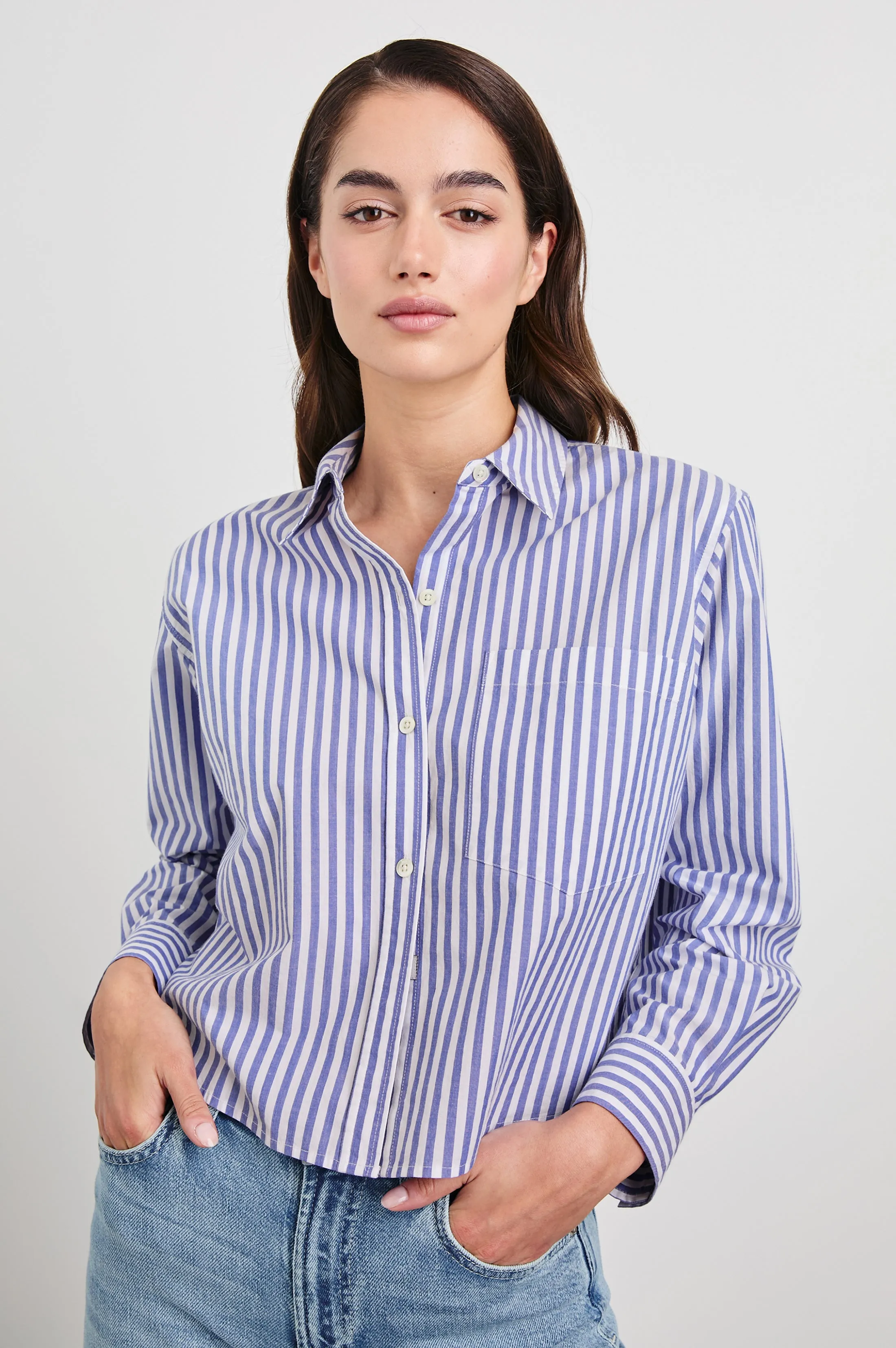 RAMY SHIRT - MARINER WHITE STRIPE sold by Rails product image thumbnail 4
