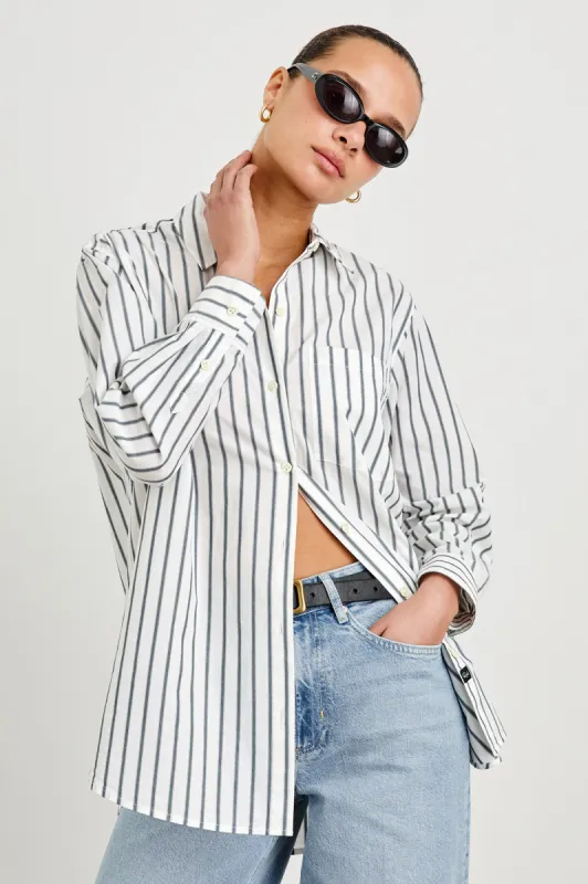 ELSA SHIRT - CHALK SLATE STRIPE sold by Rails