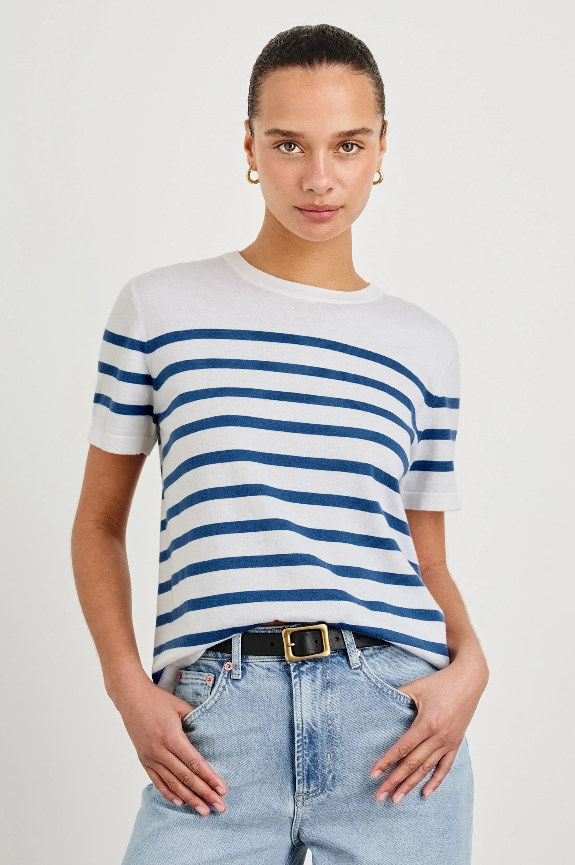 COTTON CASHMERE T-SHIRT - SAILOR STRIPE sold by Rails