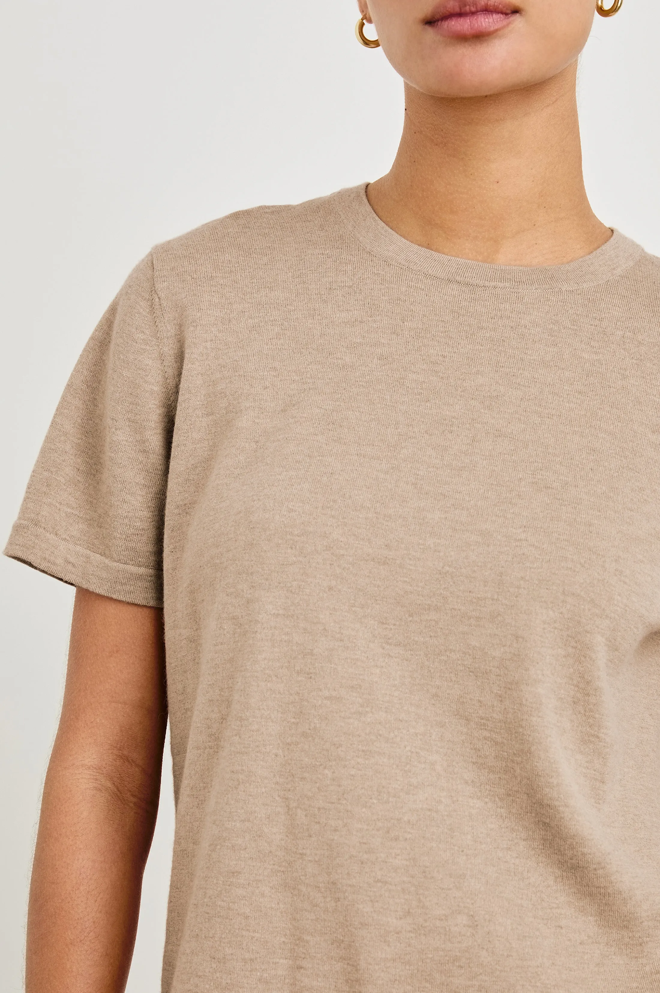COTTON CASHMERE T-SHIRT - HEATHER OAT sold by Rails product image thumbnail 3