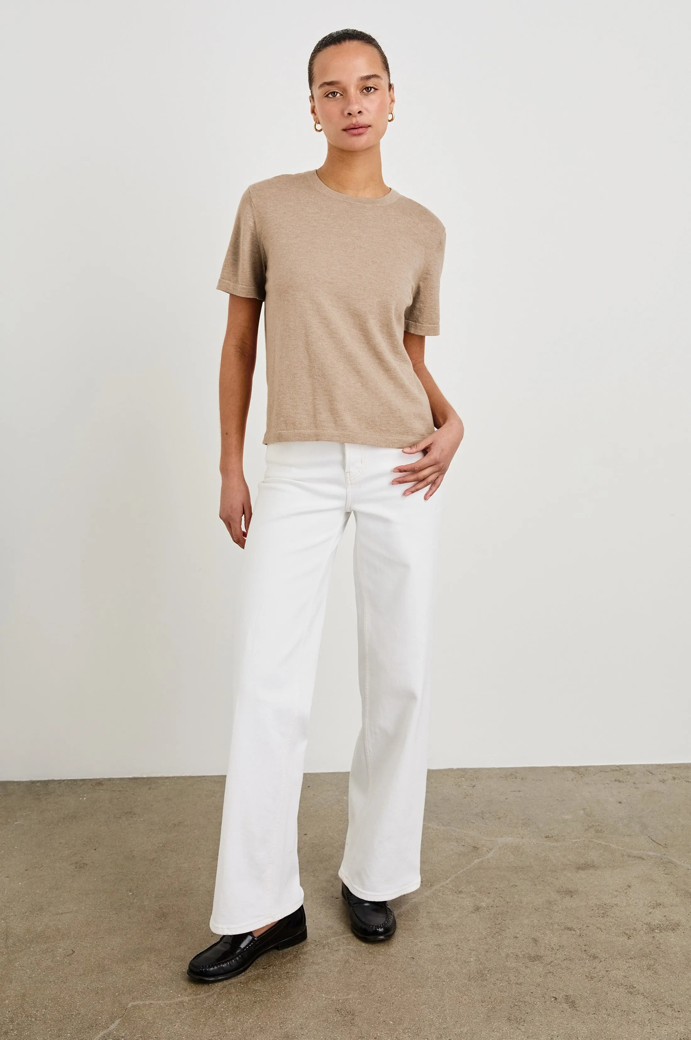 COTTON CASHMERE T-SHIRT - HEATHER OAT sold by Rails product image thumbnail 4