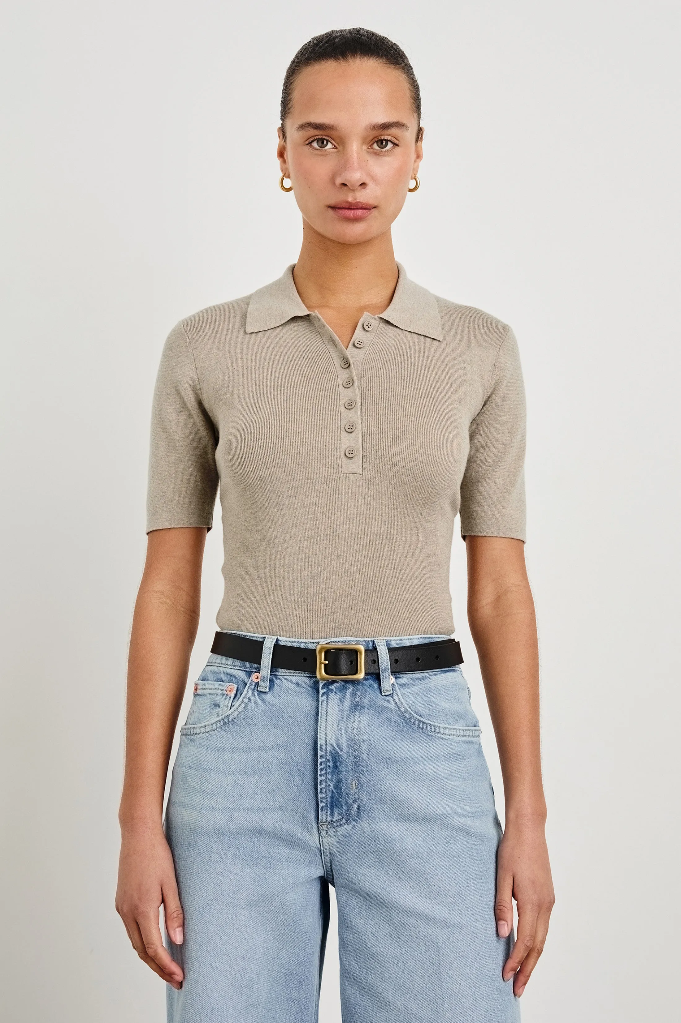 COURT POLO SHIRT - HEATHER OAT sold by Rails