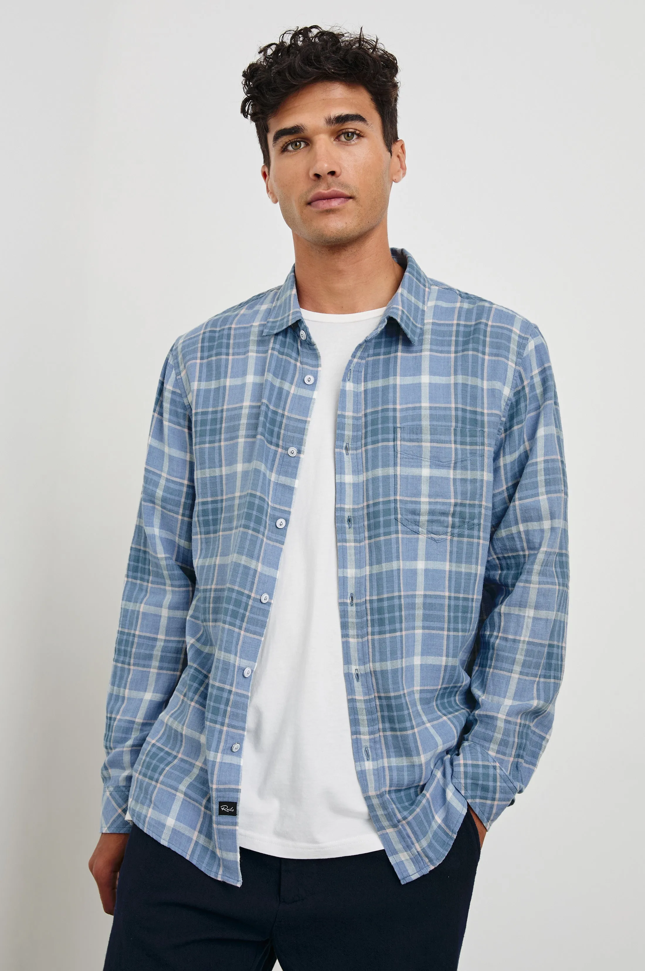 WYATT SHIRT - BLUE EBI MELANGE sold by Rails