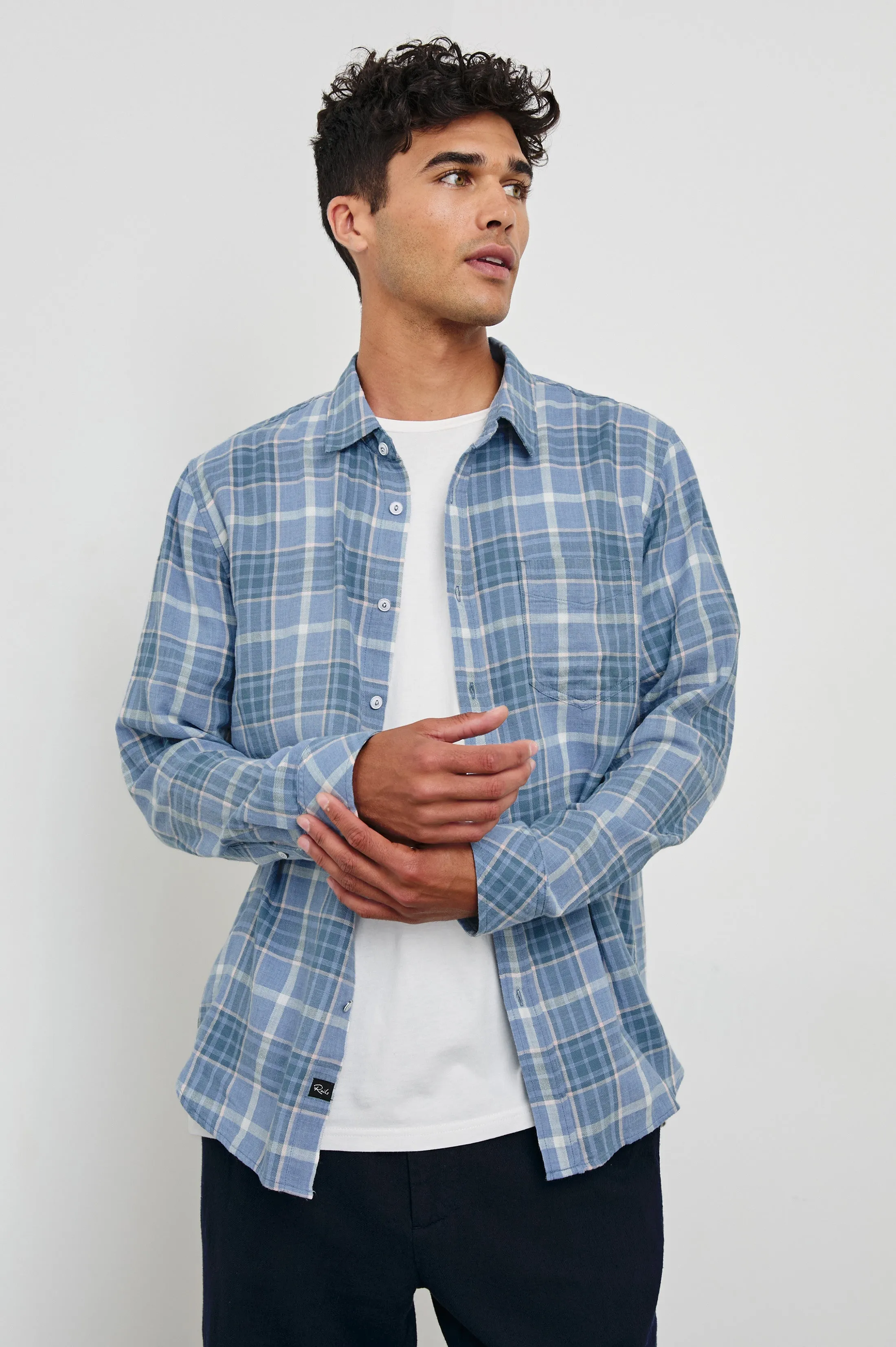 WYATT SHIRT - BLUE EBI MELANGE sold by Rails product image thumbnail 4