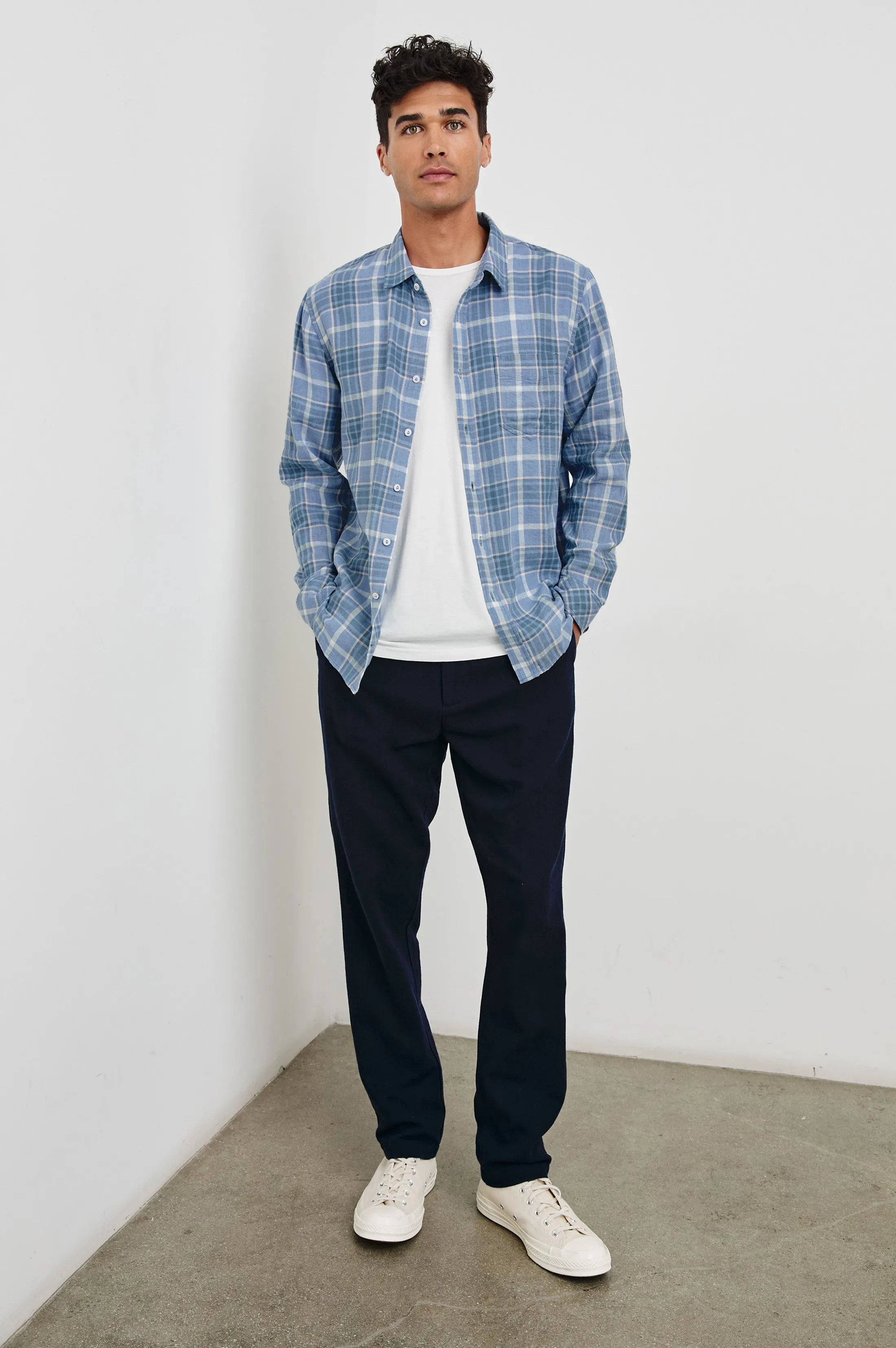 WYATT SHIRT - BLUE EBI MELANGE sold by Rails product image thumbnail 3