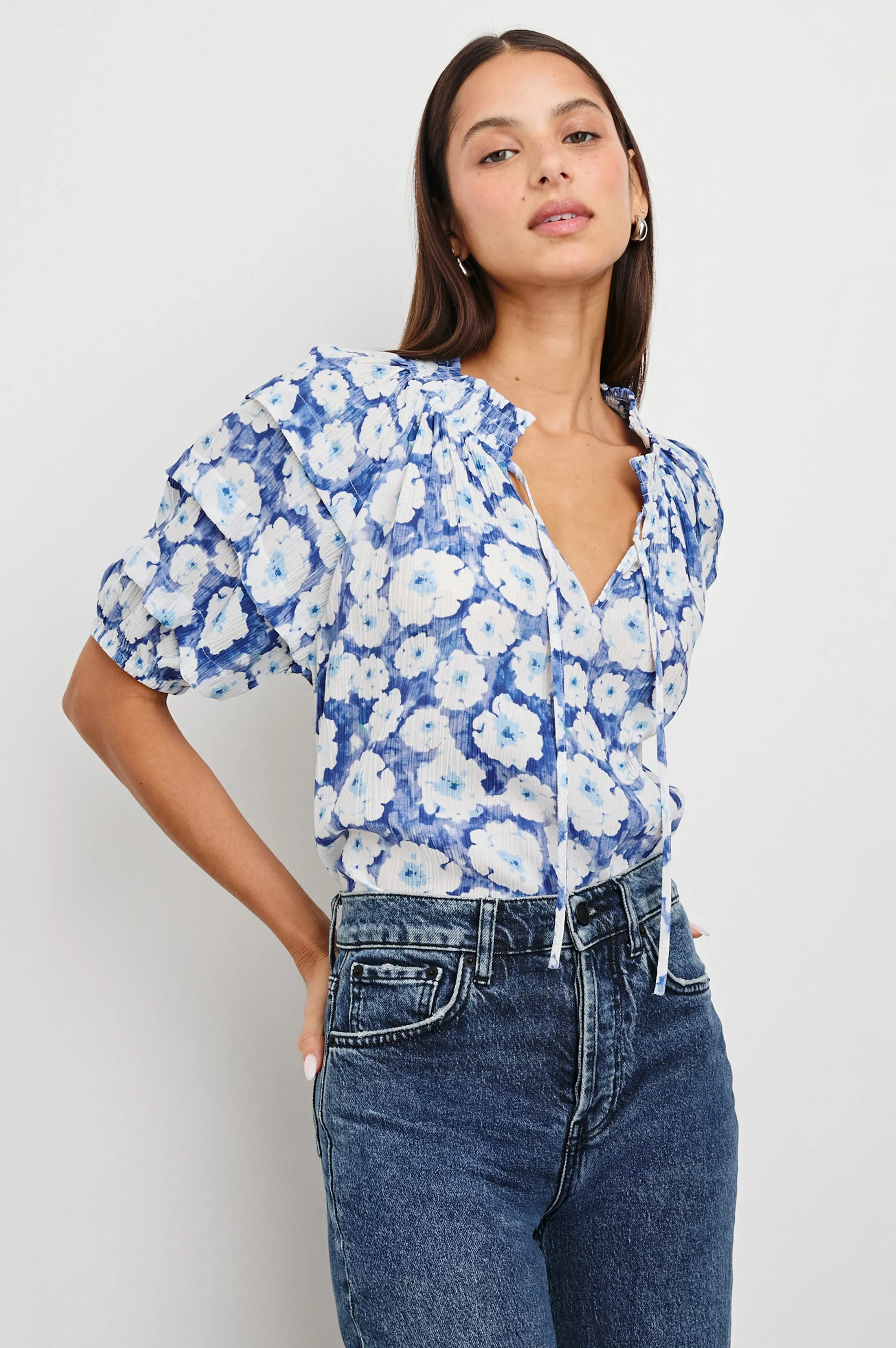 PARIS TOP - BLUE FLORAL sold by Rails