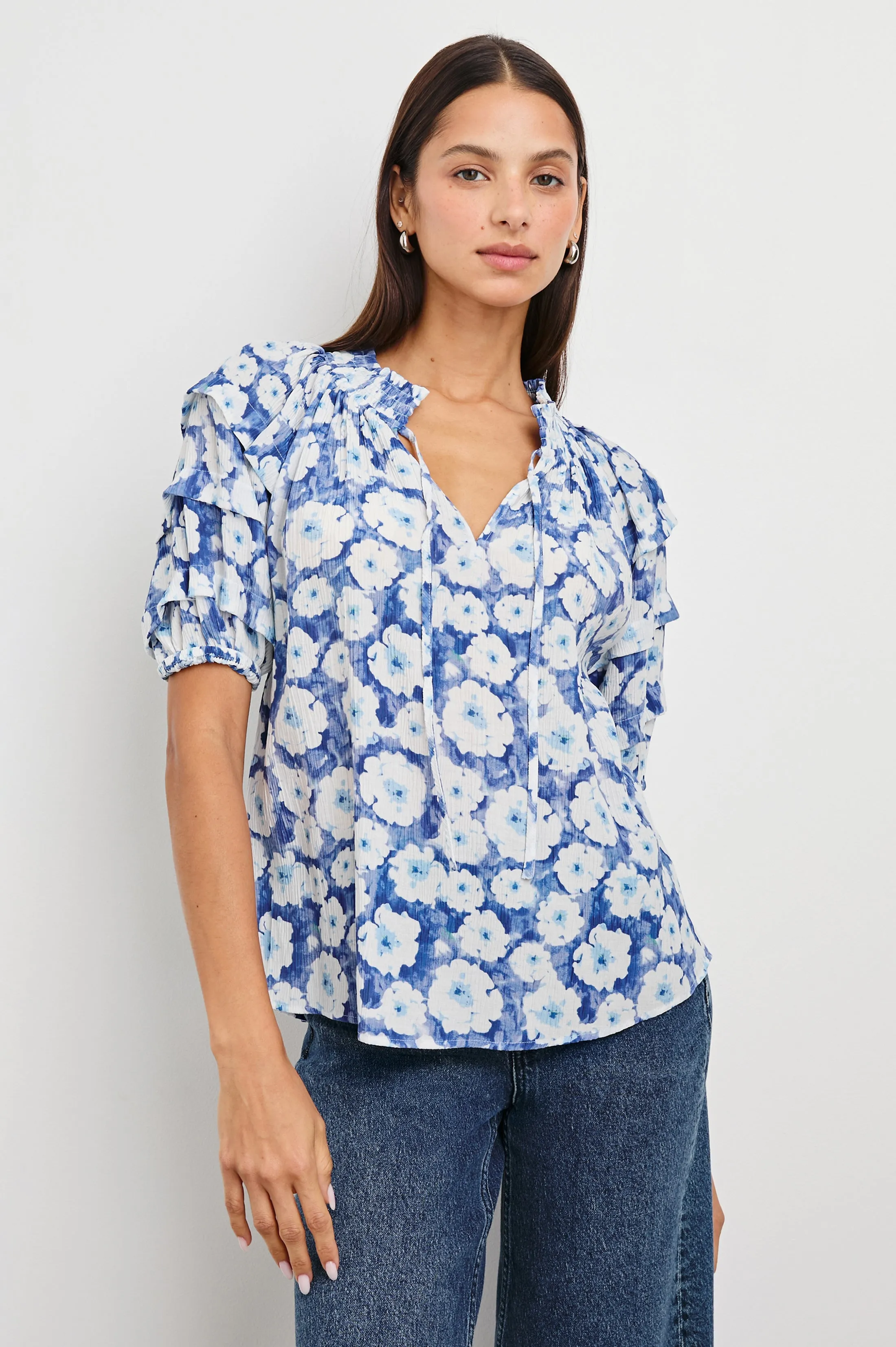 PARIS TOP - BLUE FLORAL sold by Rails product image thumbnail 4