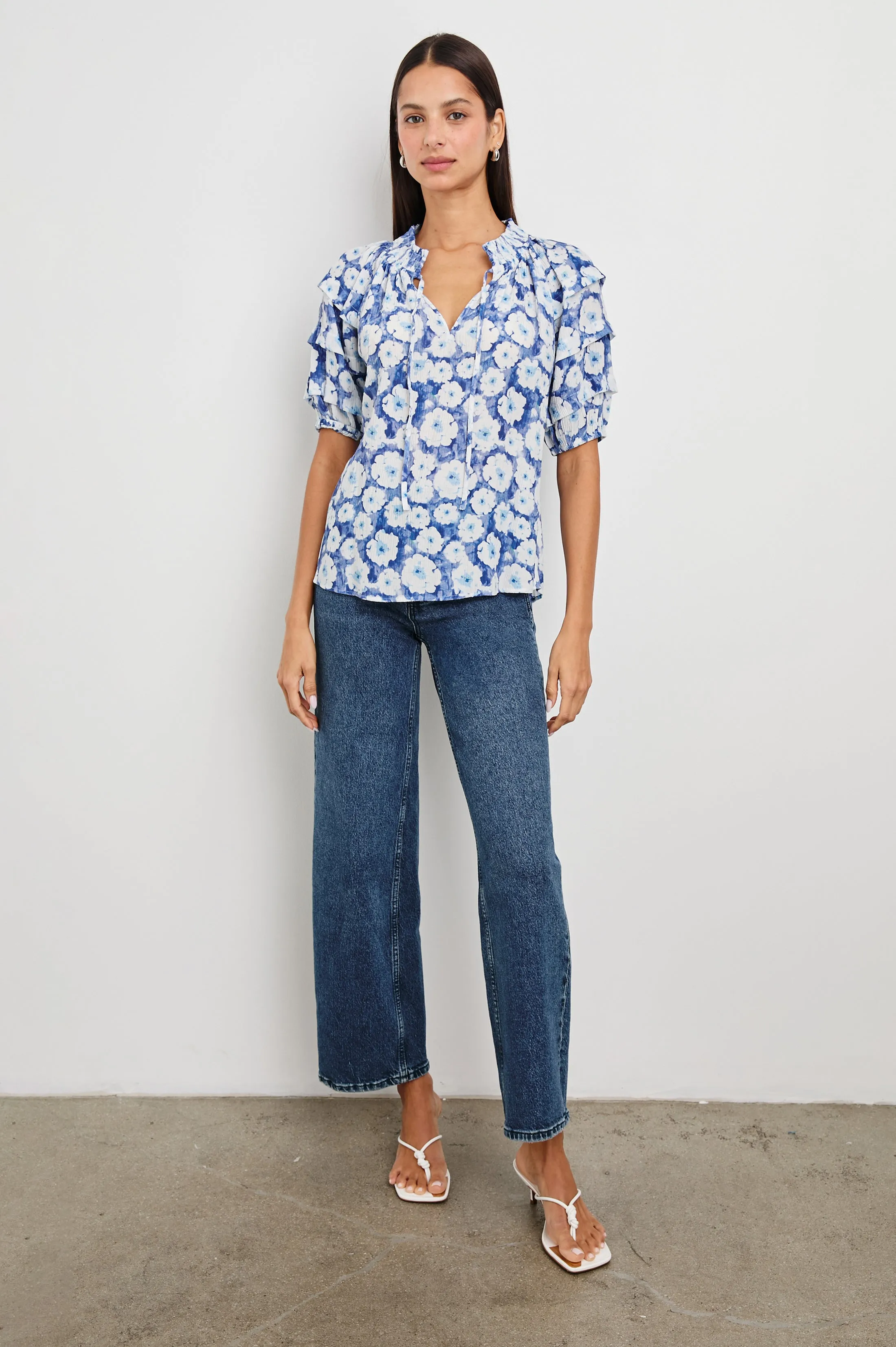PARIS TOP - BLUE FLORAL sold by Rails product image thumbnail 3
