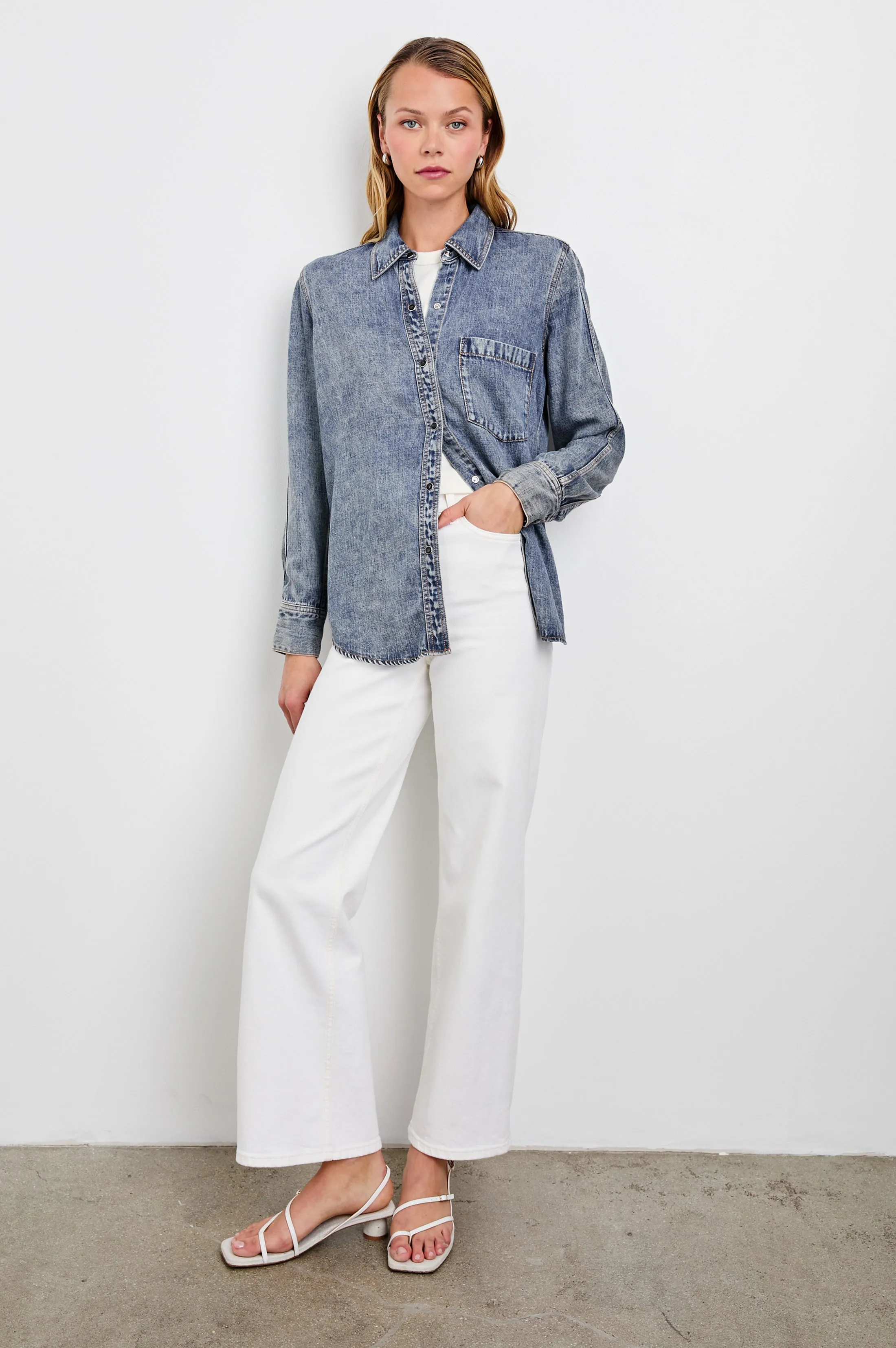 ATTICUS SHIRT - MID BLUE sold by Rails product image thumbnail 3