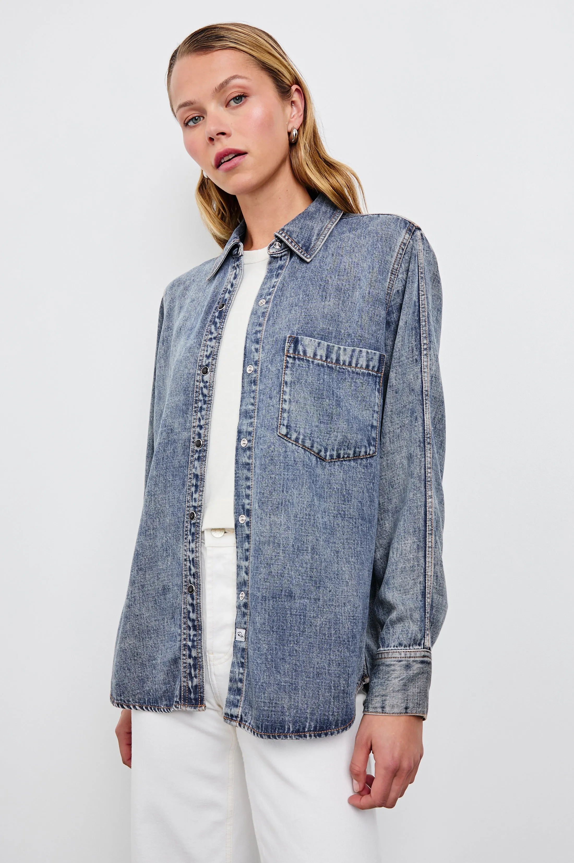 ATTICUS SHIRT - MID BLUE sold by Rails product image thumbnail 4