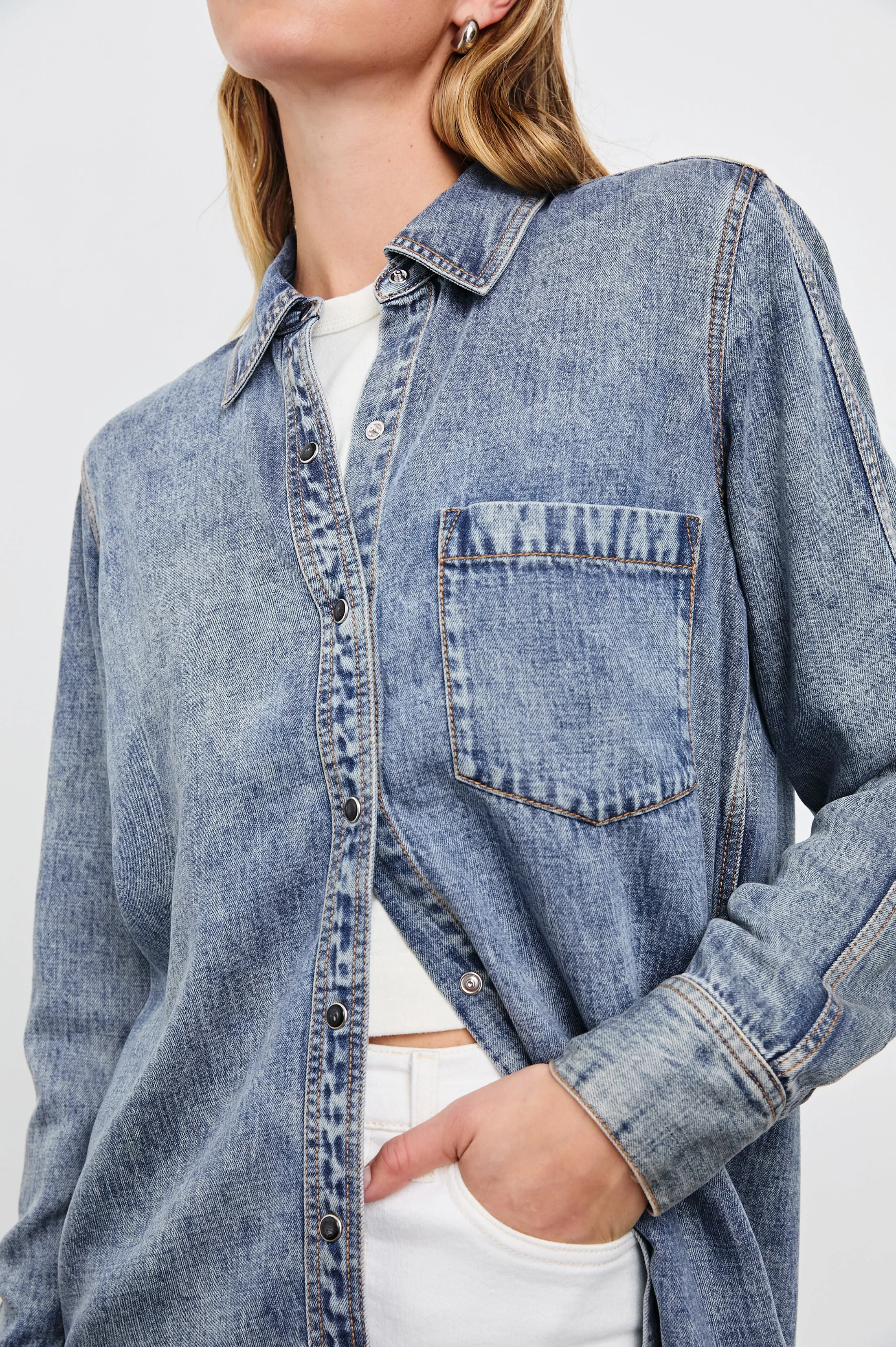 ATTICUS SHIRT - MID BLUE sold by Rails product image thumbnail 2