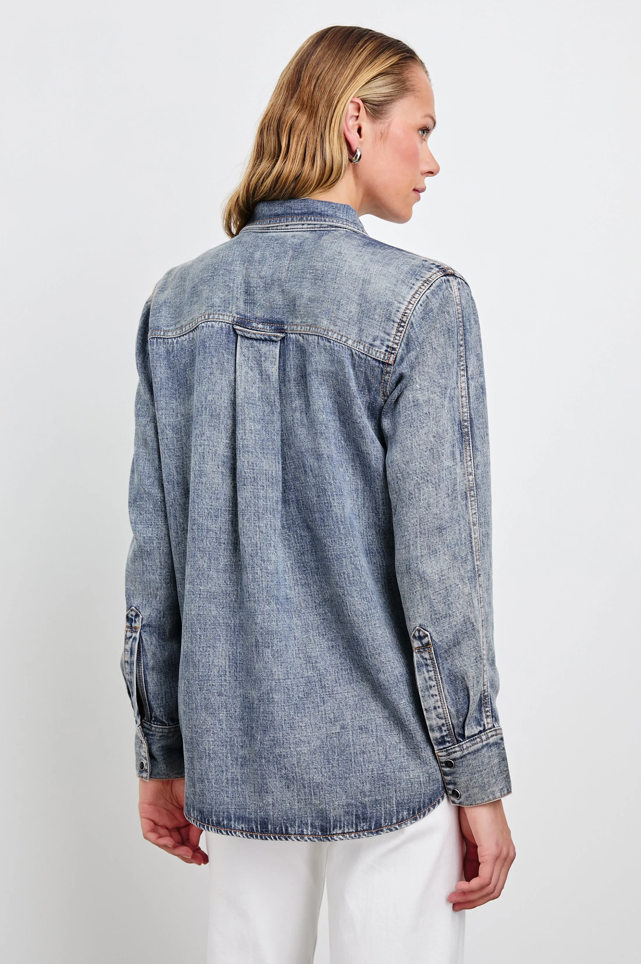 ATTICUS SHIRT - MID BLUE sold by Rails product image thumbnail 5