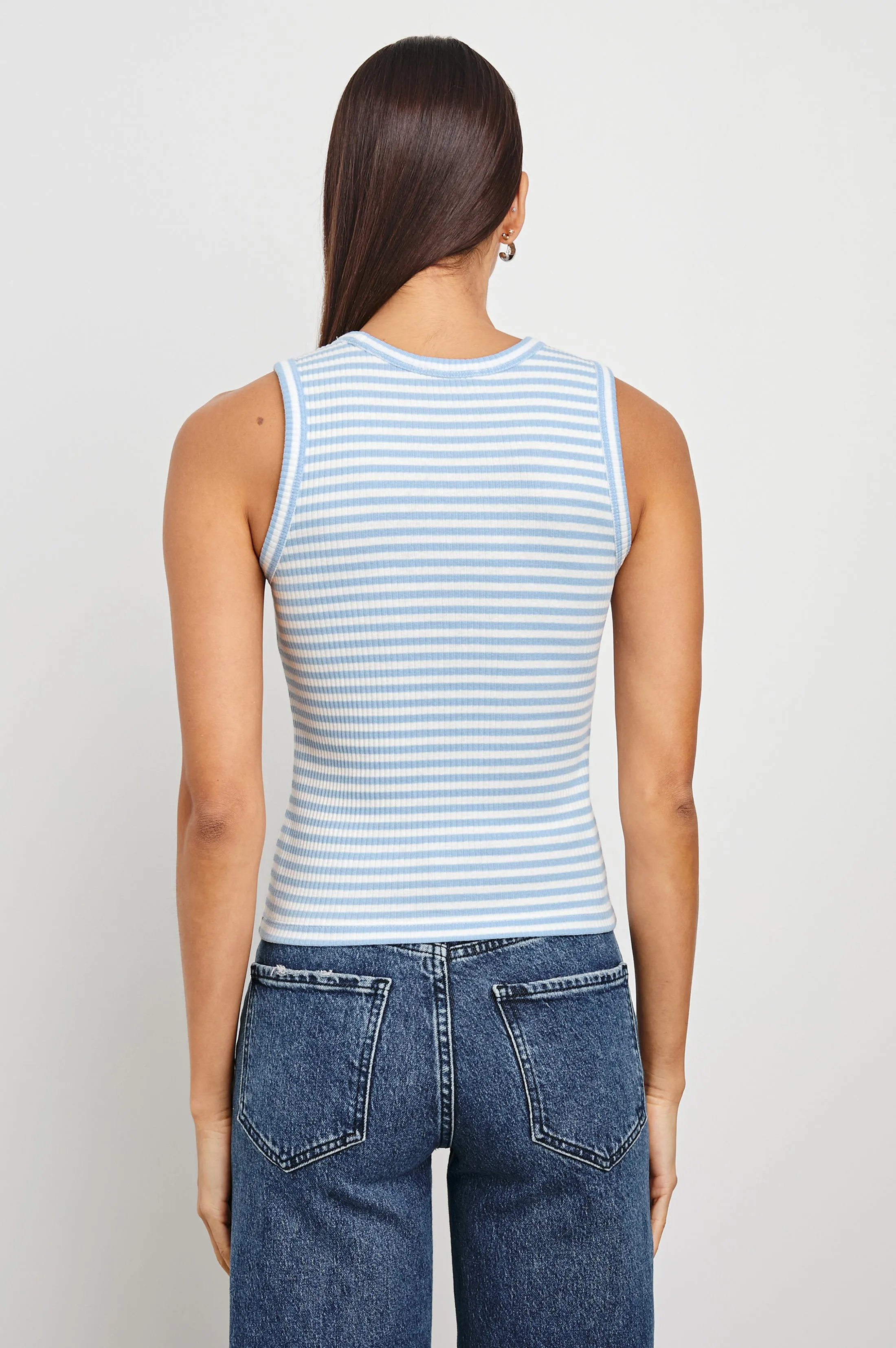 THE RACER TANK - CHAMBRAY BLUE STRIPE sold by Rails product image thumbnail 5