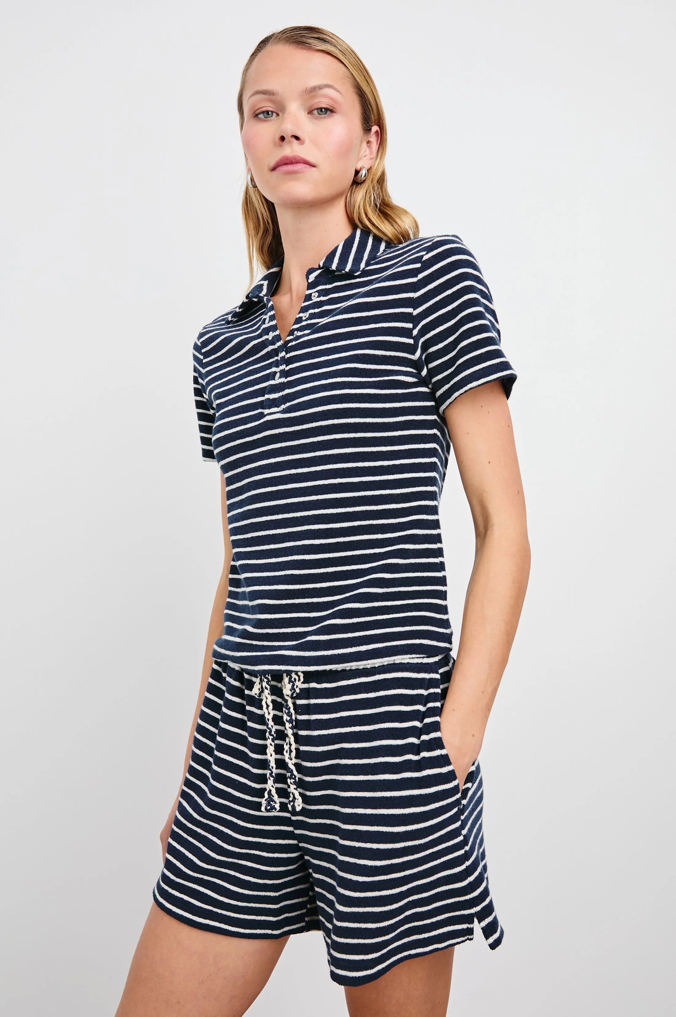 NAVELI COURT POLO - NAVY IVORY STRIPE sold by Rails product image thumbnail 4