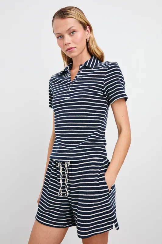 NAVELI COURT POLO - NAVY IVORY STRIPE sold by Rails