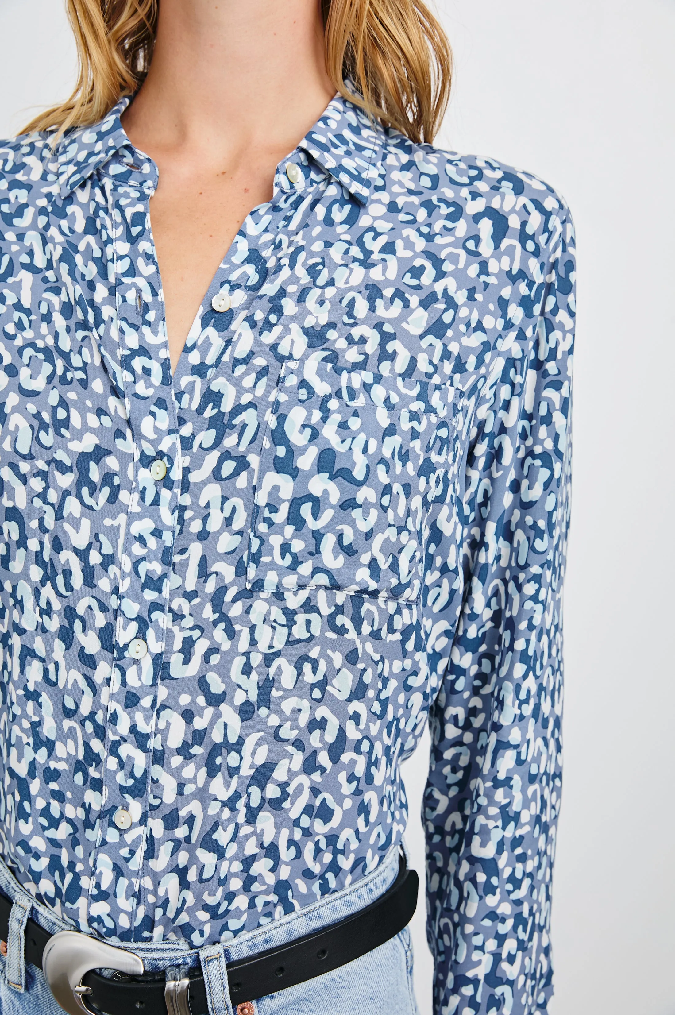 JOSEPHINE SHIRT - BLUE MIXED CHEETAH sold by Rails product image thumbnail 2