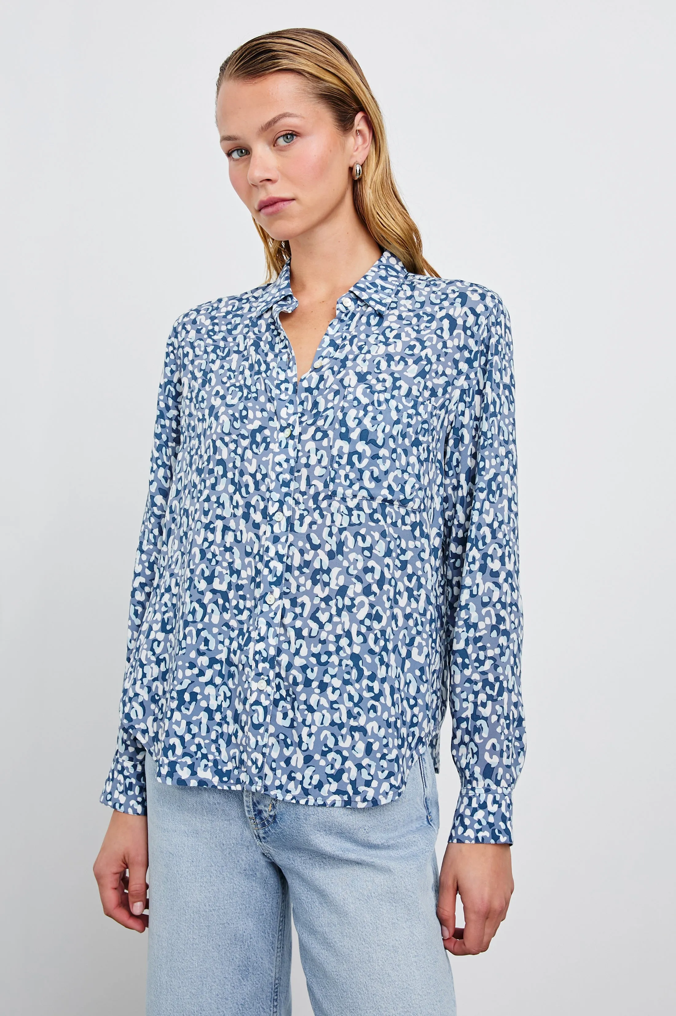 JOSEPHINE SHIRT - BLUE MIXED CHEETAH sold by Rails product image thumbnail 4