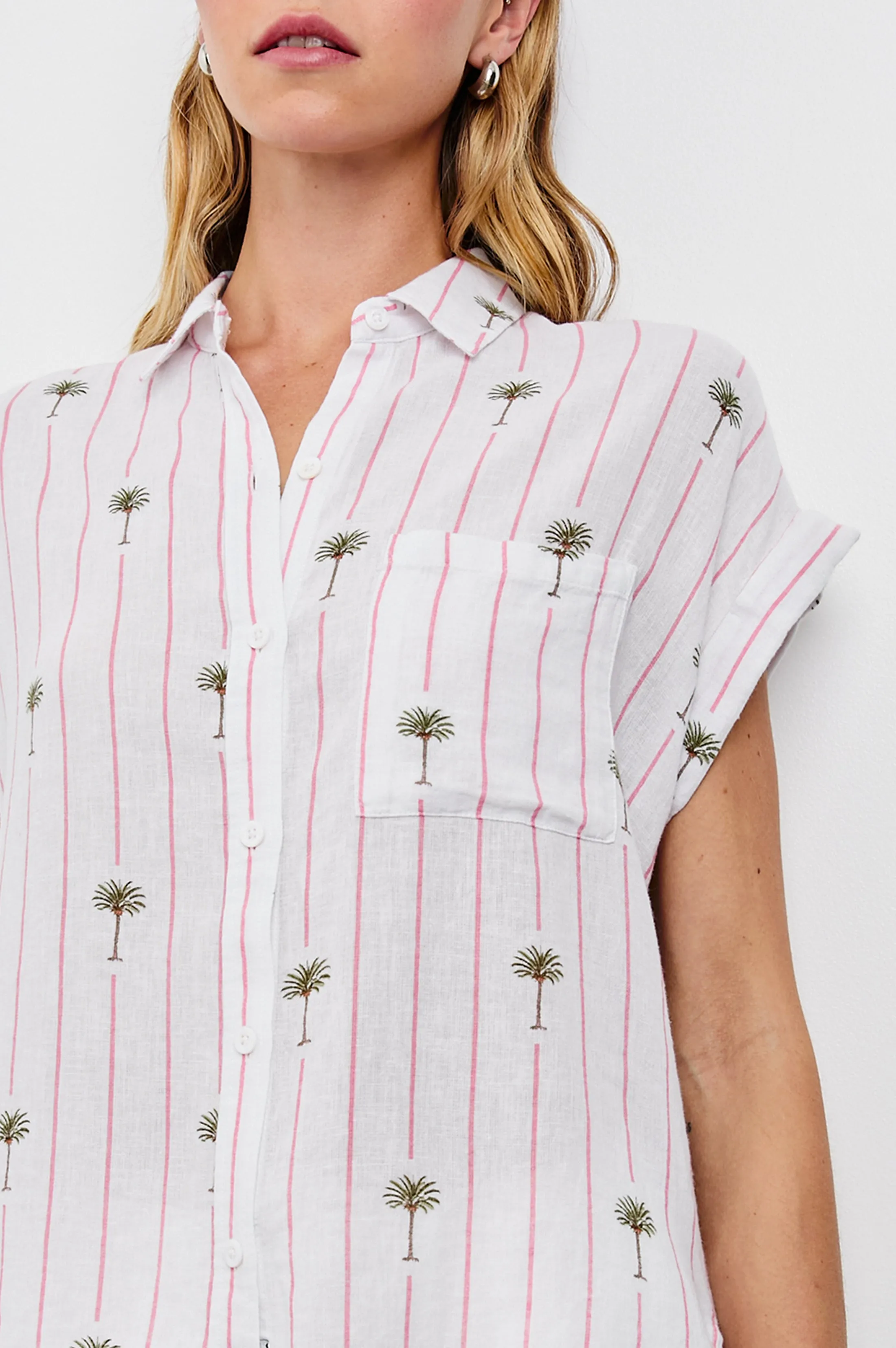 WHITNEY SHIRT - PINK PALM STRIPE sold by Rails product image thumbnail 2