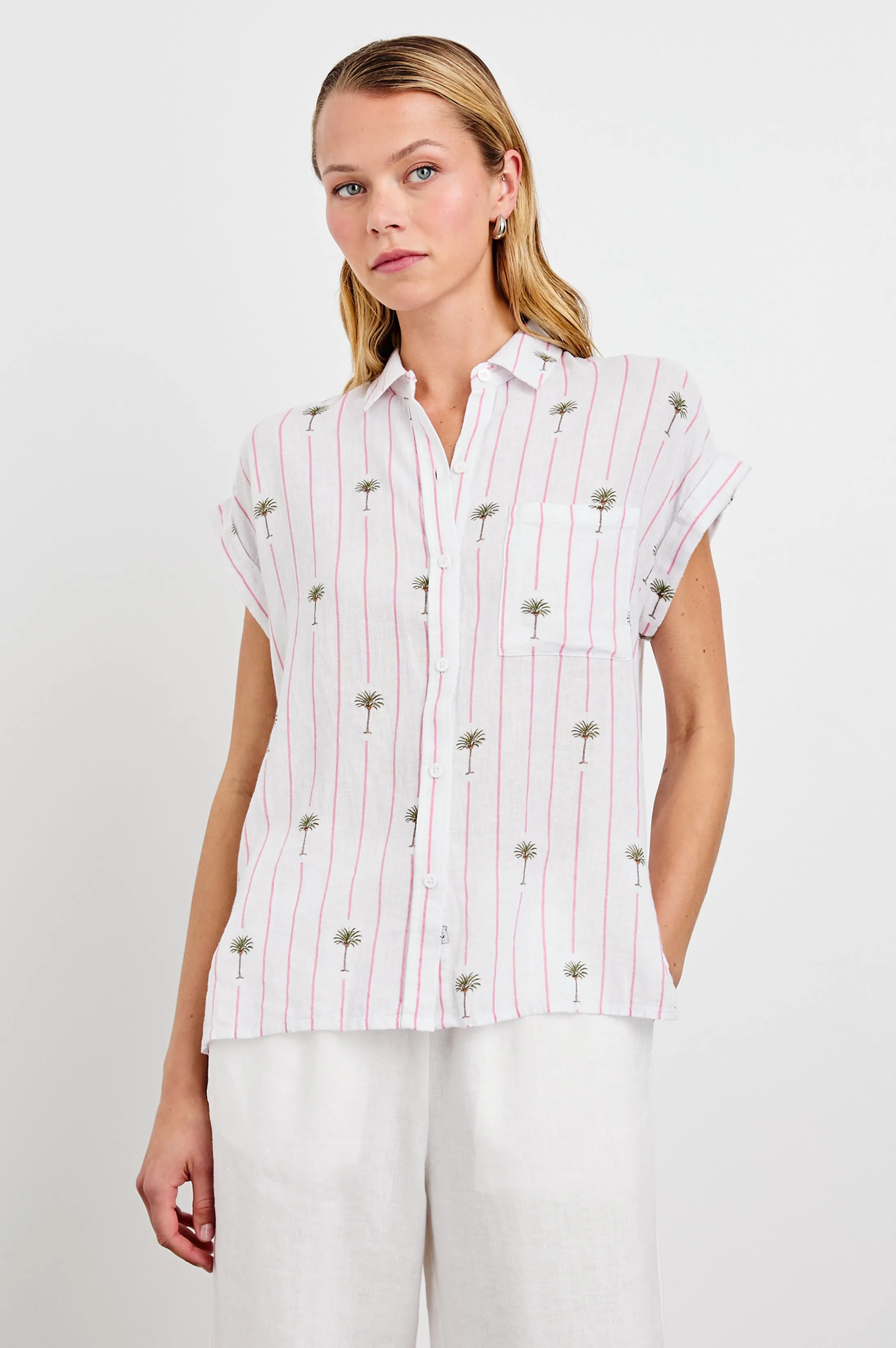 WHITNEY SHIRT - PINK PALM STRIPE sold by Rails product image thumbnail 4