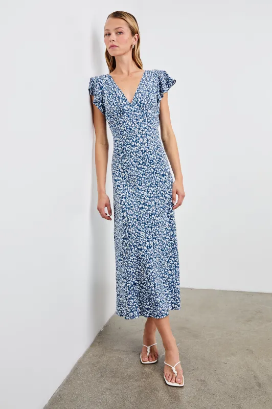 KENZ DRESS - BLUE MIXED CHEETAH sold by Rails