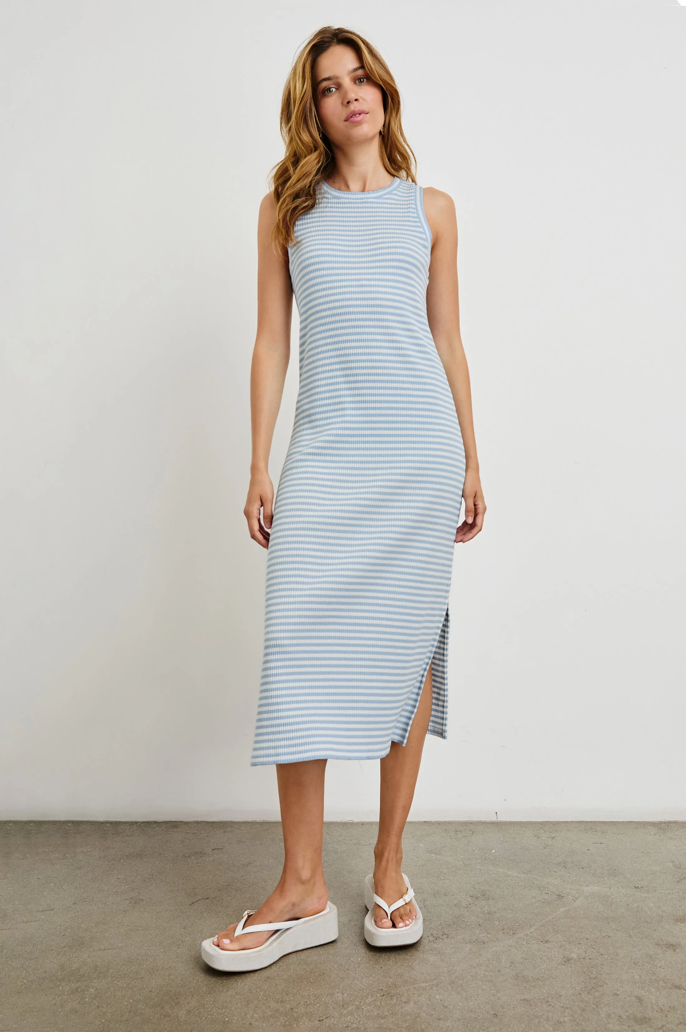 THE TANK DRESS - CHAMBRAY BLUE STRIPE sold by Rails